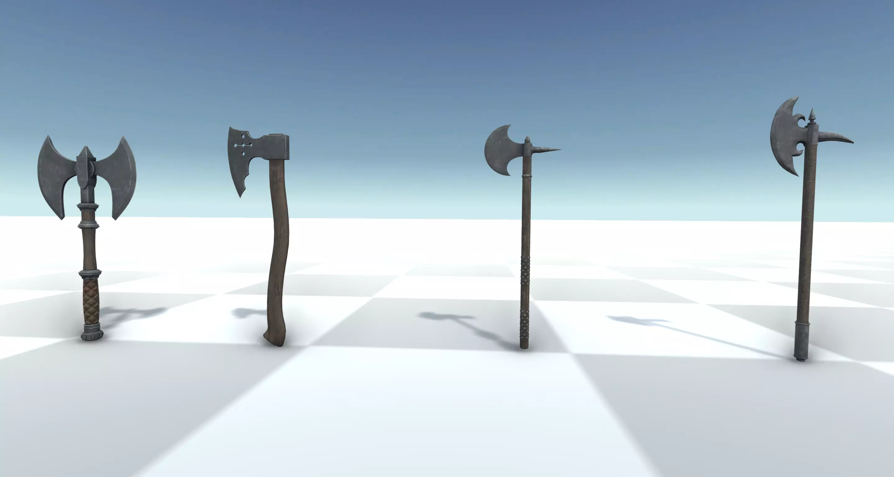 Medieval Axe Set 3D model_0