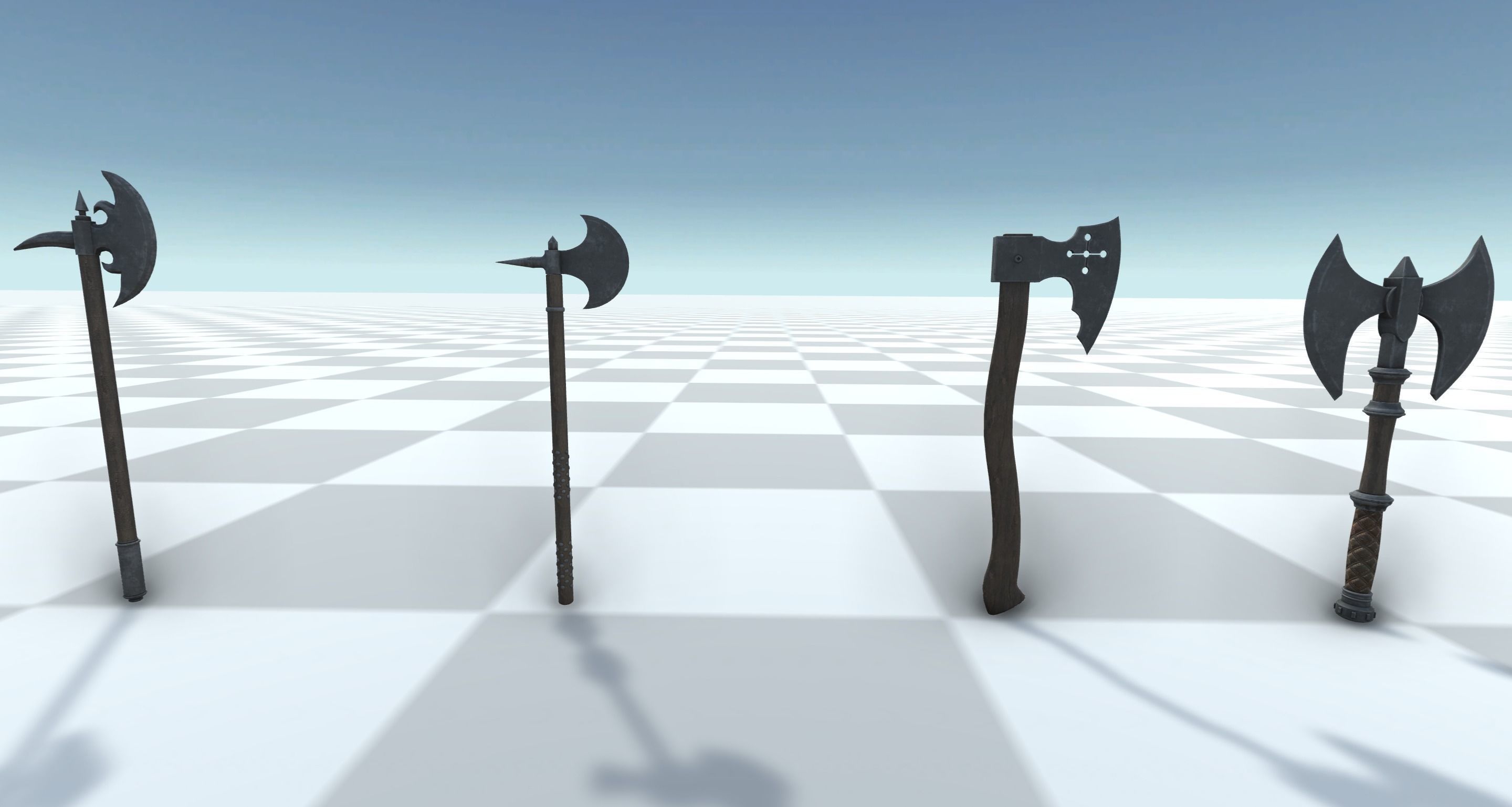 Medieval Axe Set 3D model_1