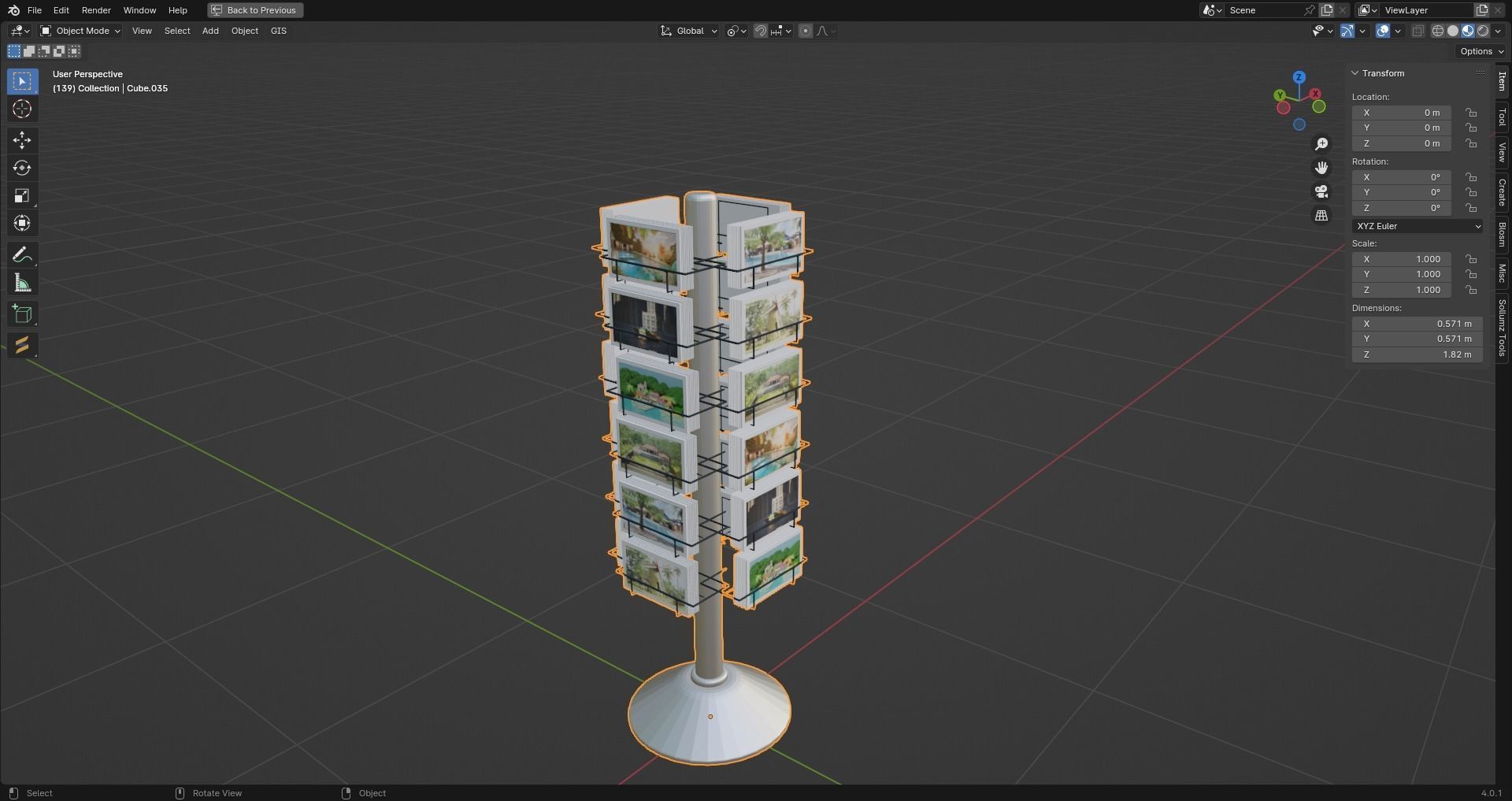 Postcard stand Low-poly 3D model_2