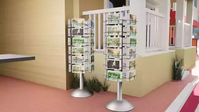 Postcard stand Low-poly 3D model