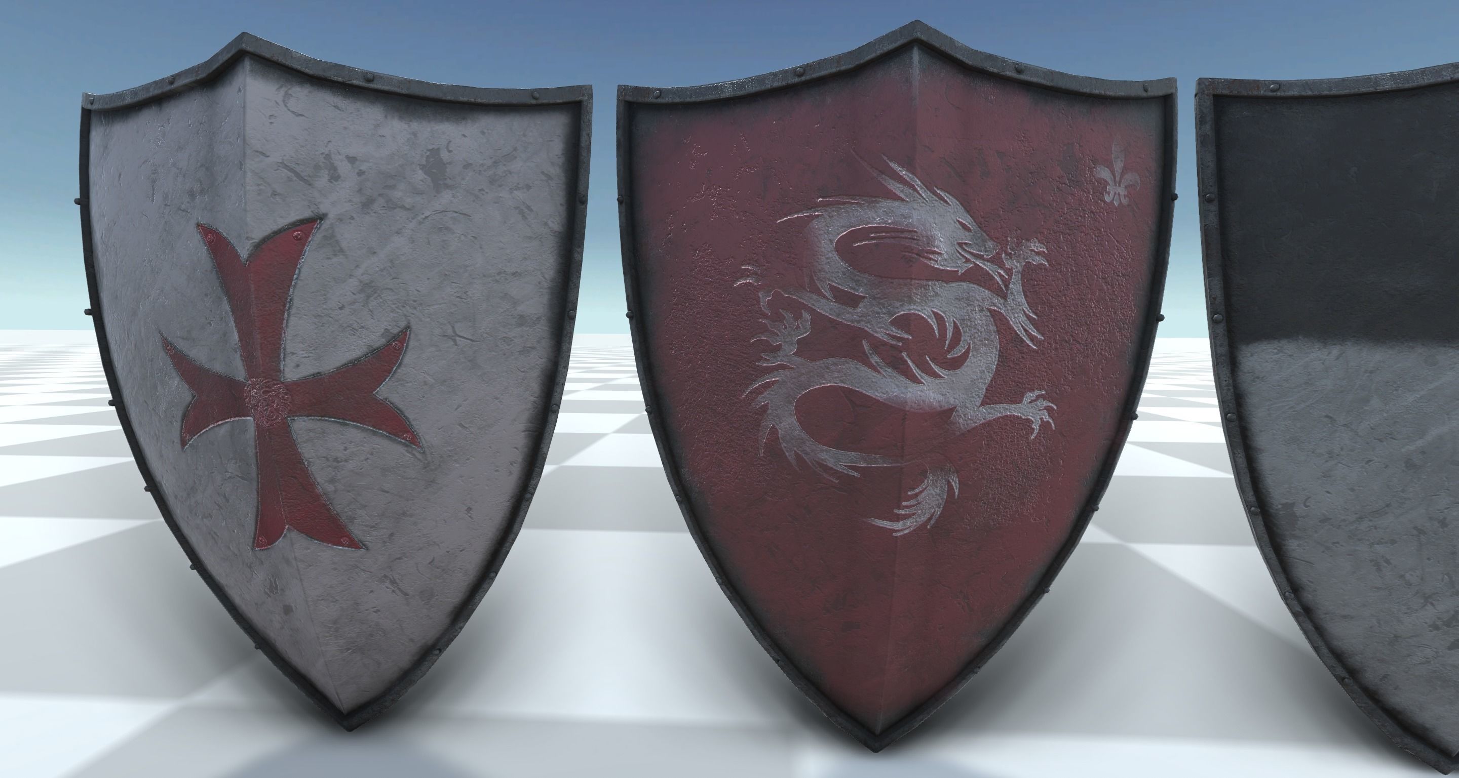 Medieval Shield Set 3D model_3