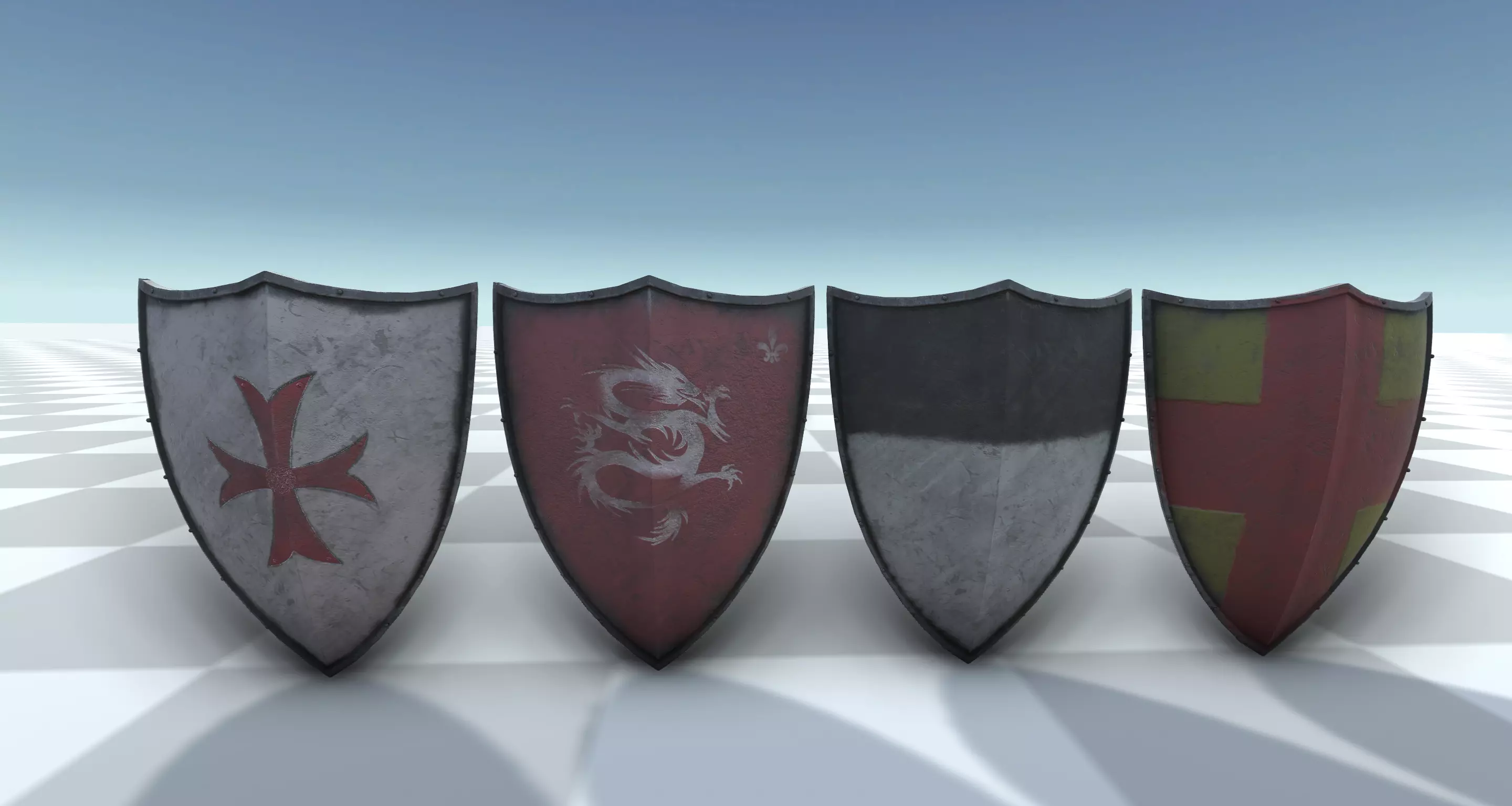 Medieval Shield Set 3D model_0