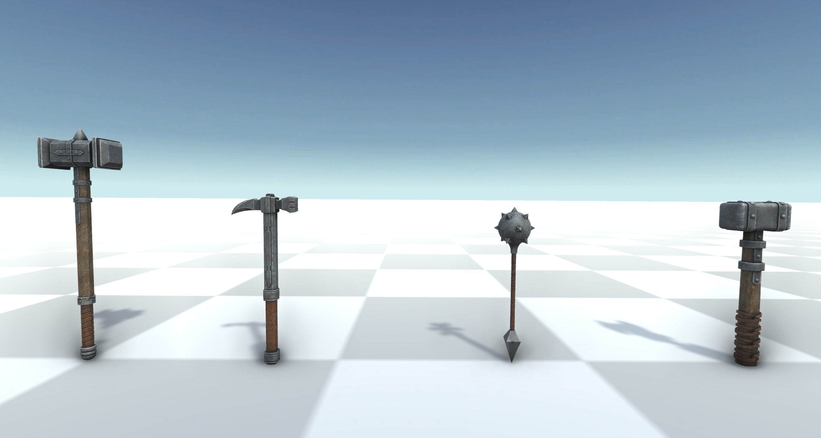 Medieval Battlehammer Set 3D model_1