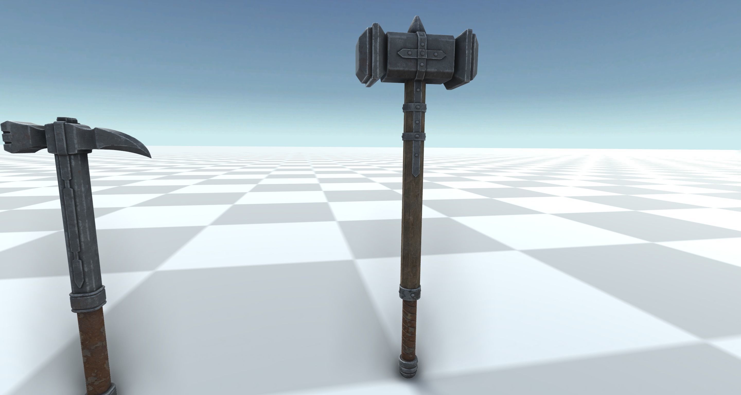 Medieval Battlehammer Set 3D model_5