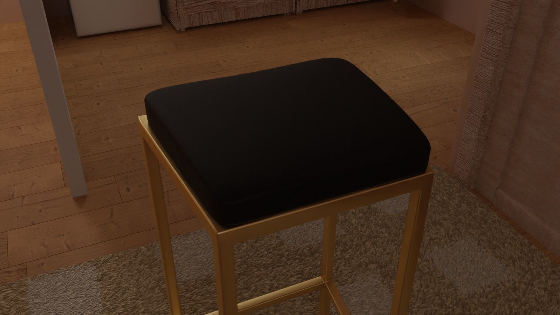 Modern bar stool Low-poly 3D model_3