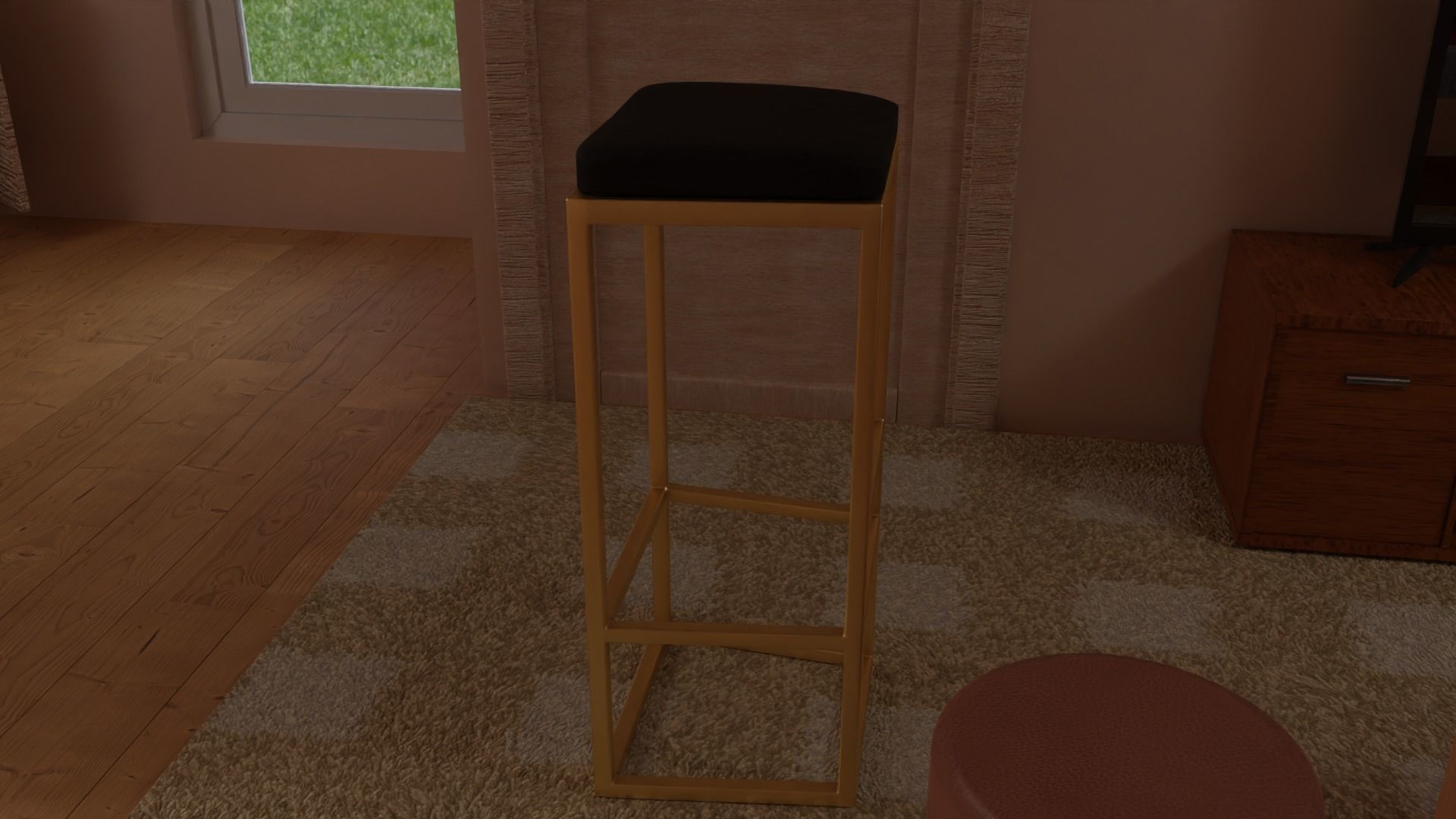 Modern bar stool Low-poly 3D model_2