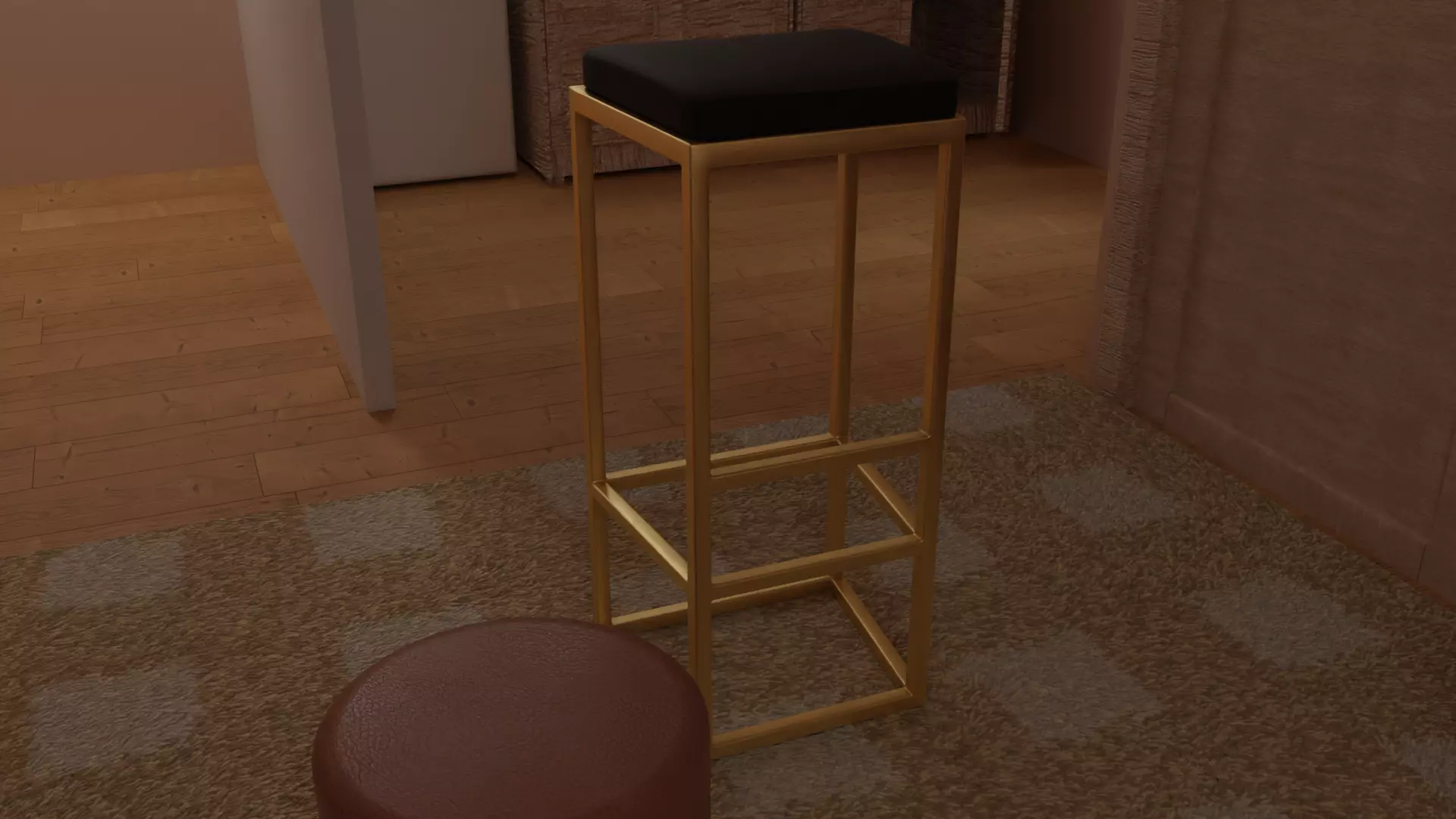 Modern bar stool Low-poly 3D model_0