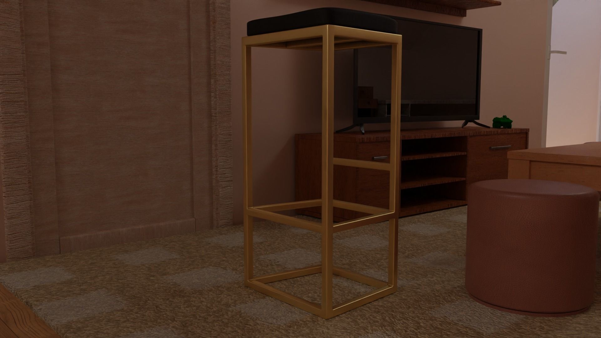 Modern bar stool Low-poly 3D model_6