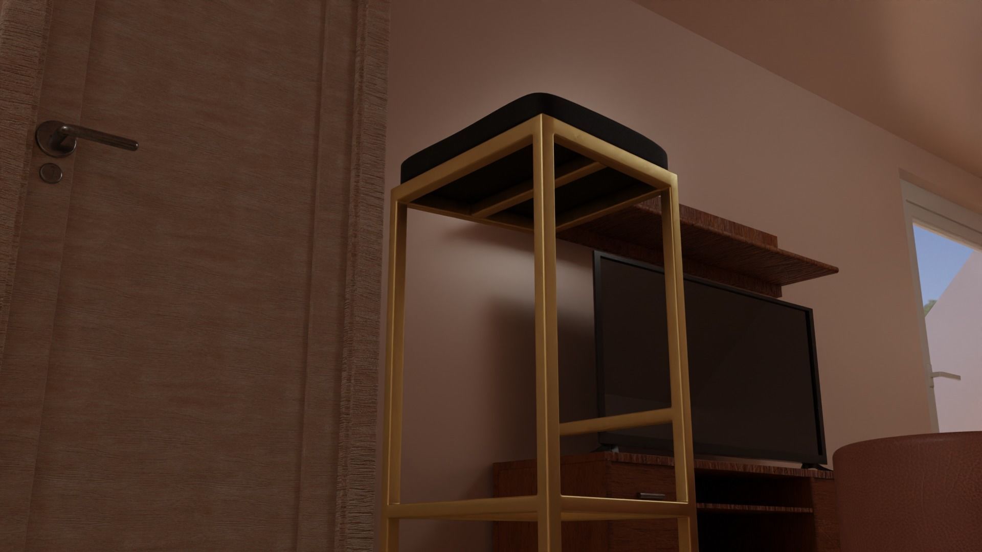 Modern bar stool Low-poly 3D model_7