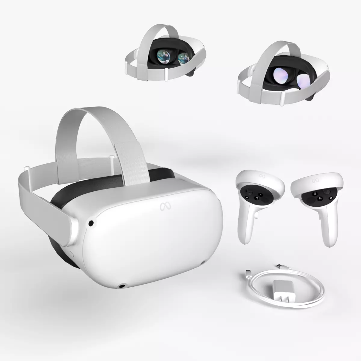 Meta Quest 2 with Meta Quest Touch controllers 3D model_0