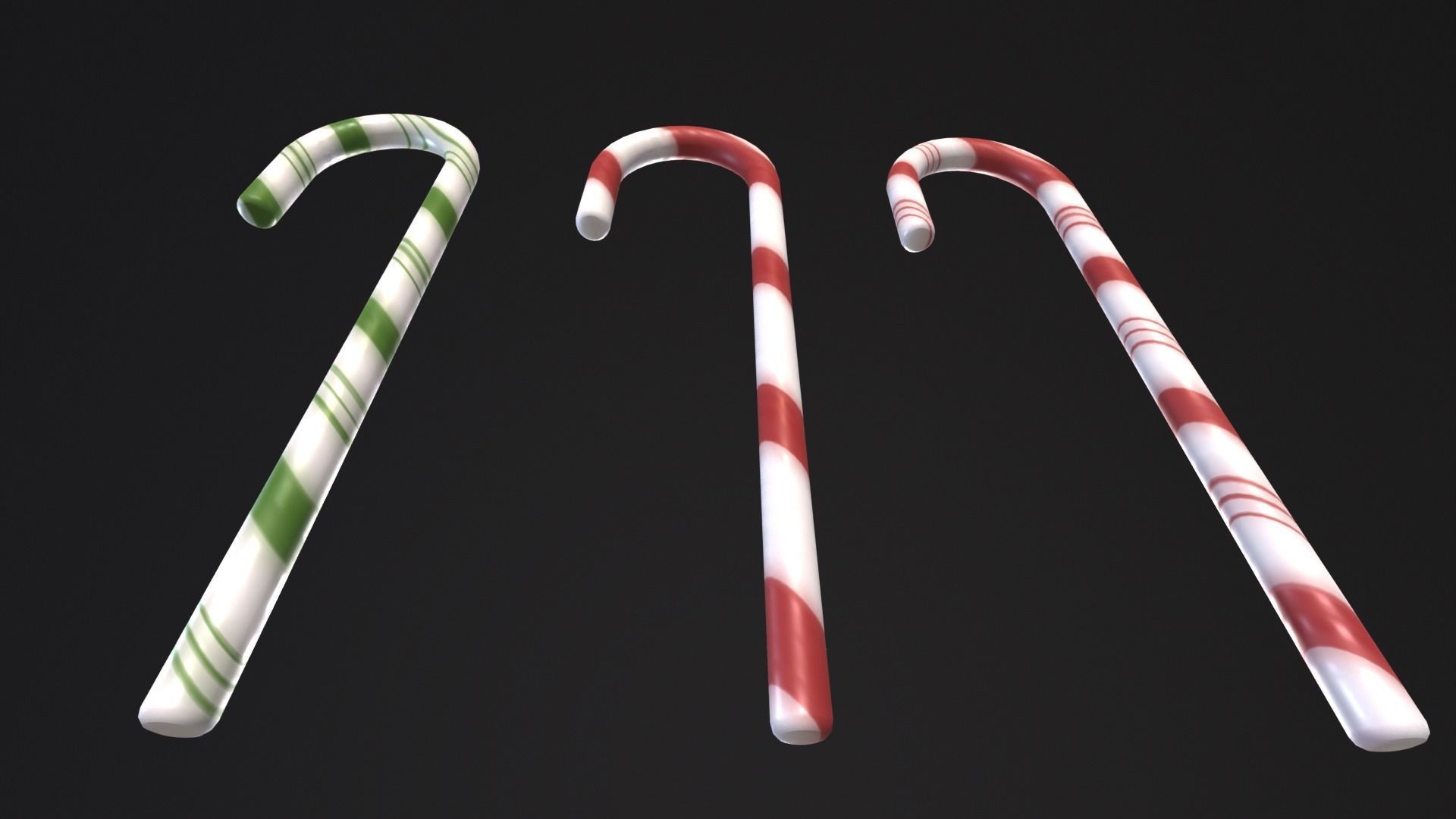 Christmas Candy Cane Low-poly 3D model_6