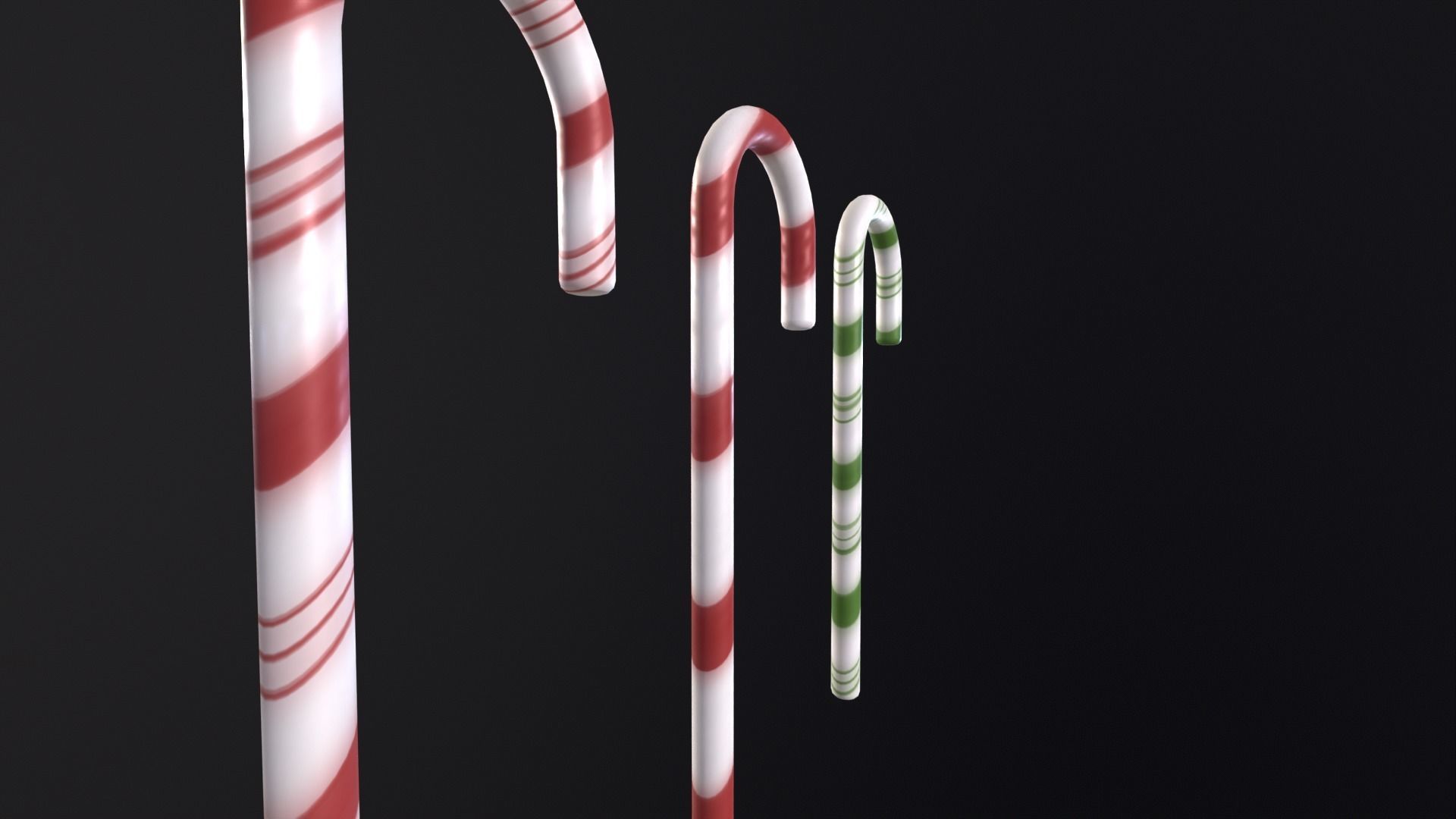 Christmas Candy Cane Low-poly 3D model_14