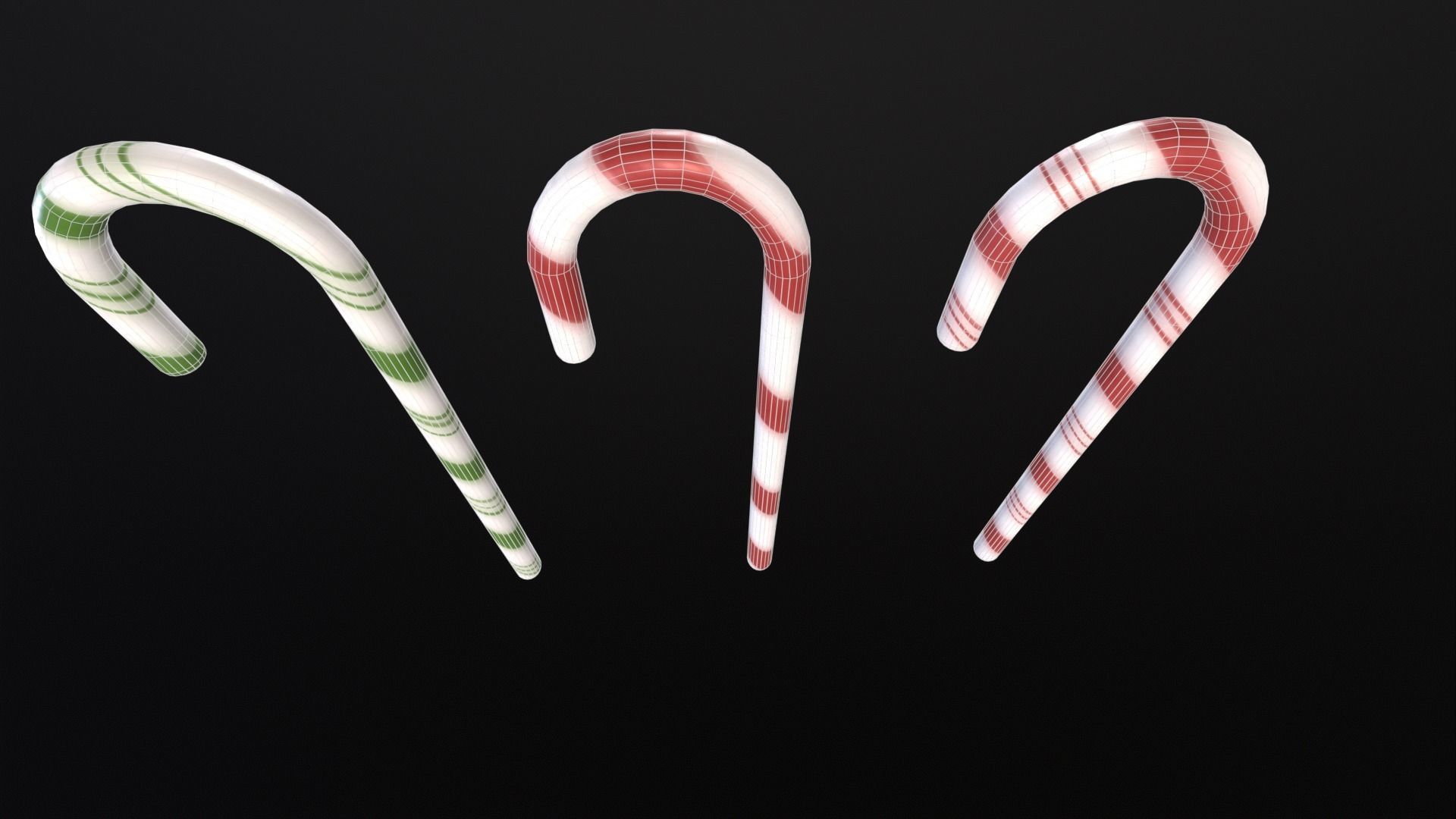 Christmas Candy Cane Low-poly 3D model_9