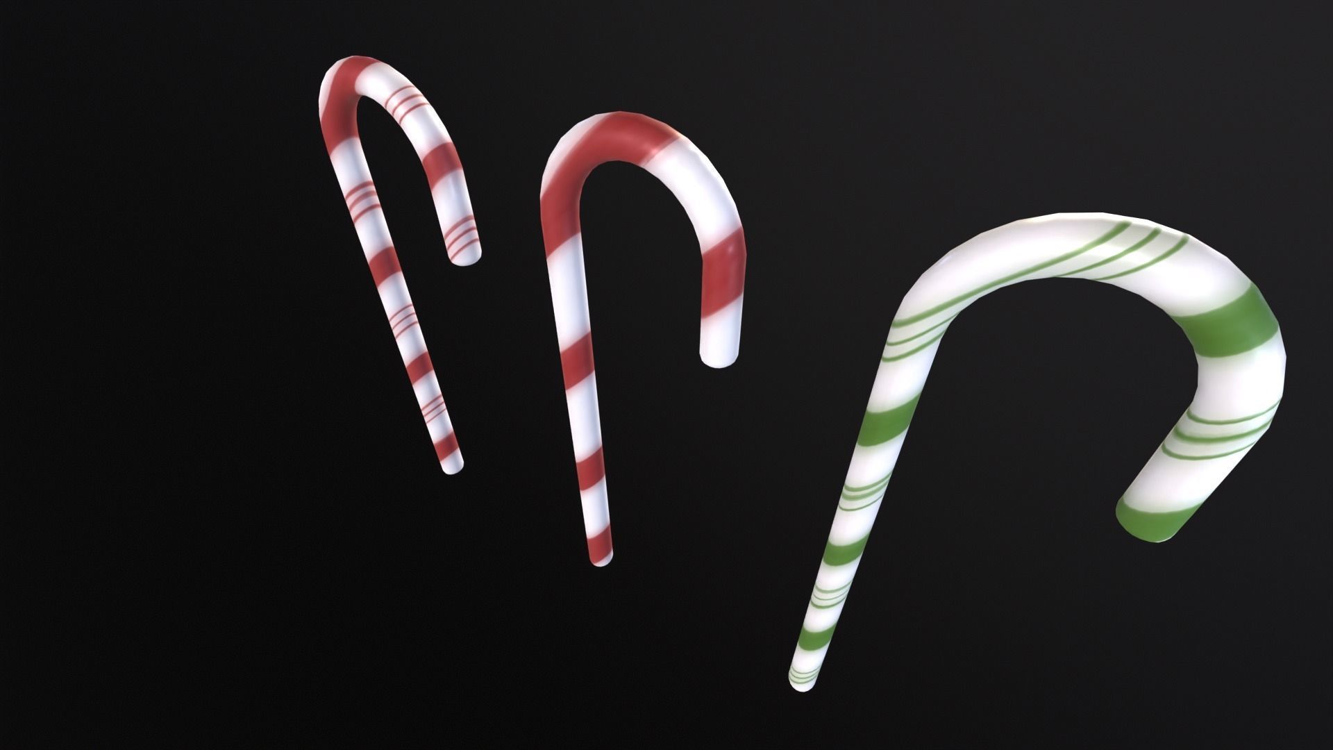 Christmas Candy Cane Low-poly 3D model_12