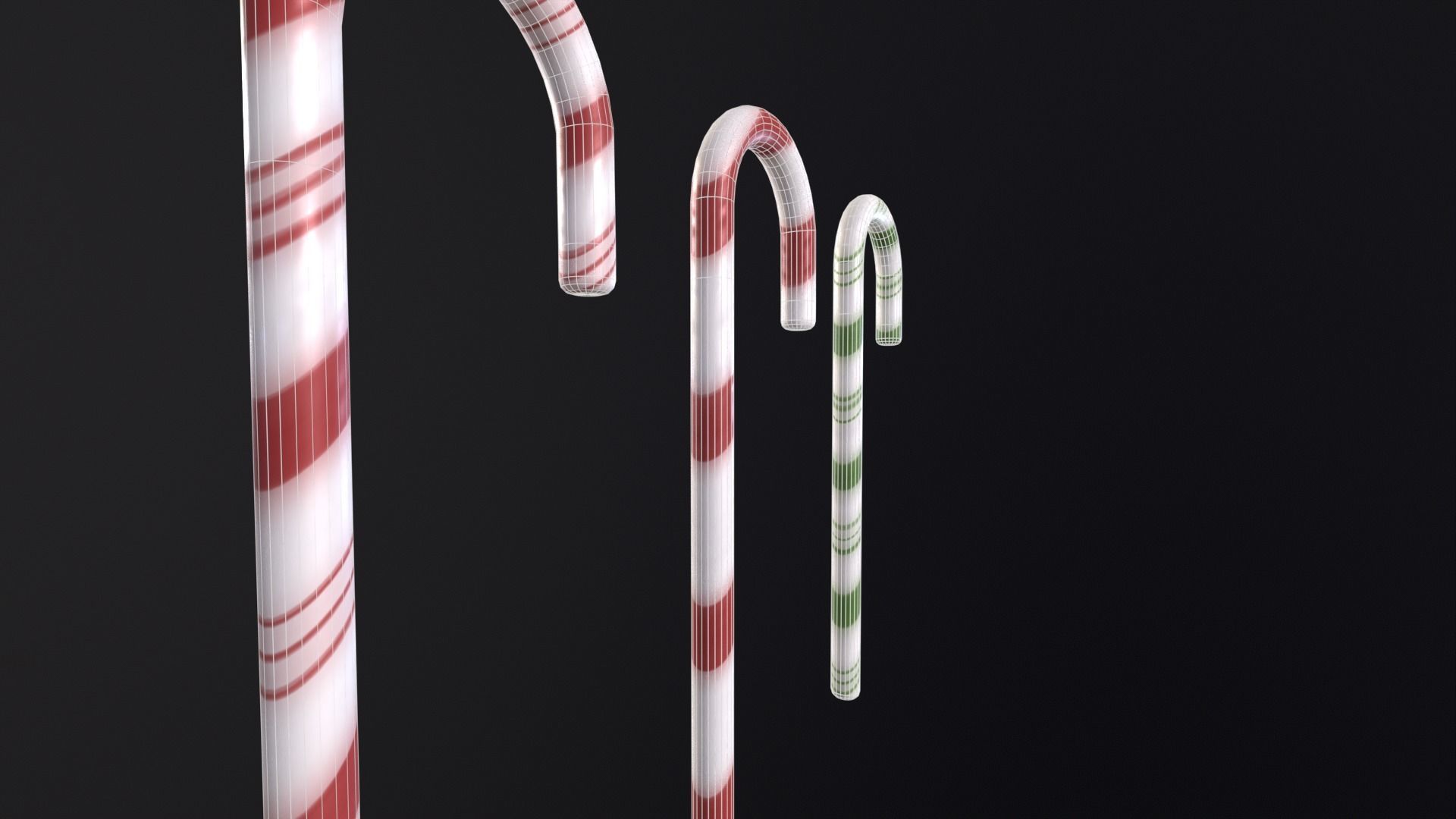 Christmas Candy Cane Low-poly 3D model_15