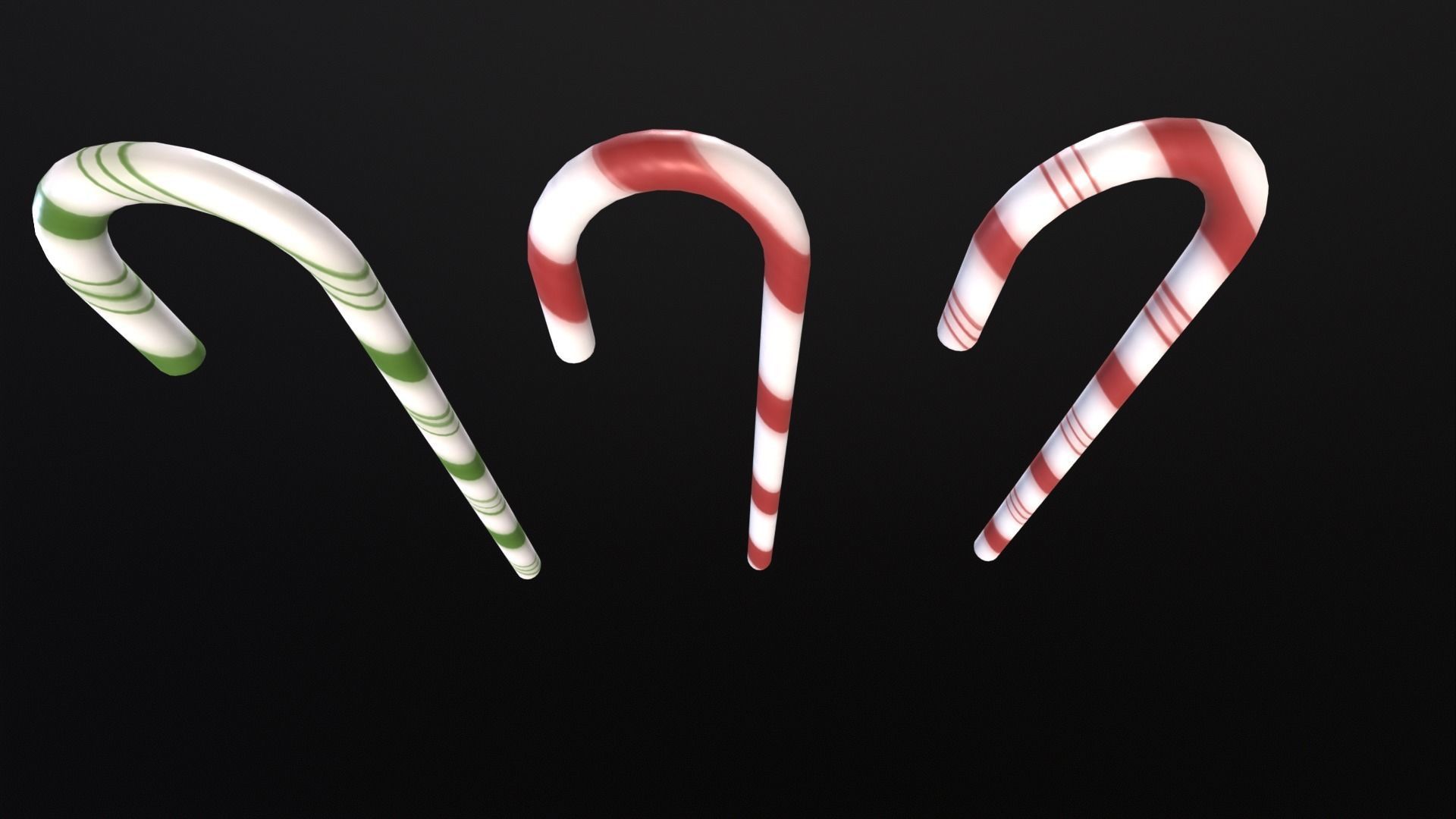 Christmas Candy Cane Low-poly 3D model_8