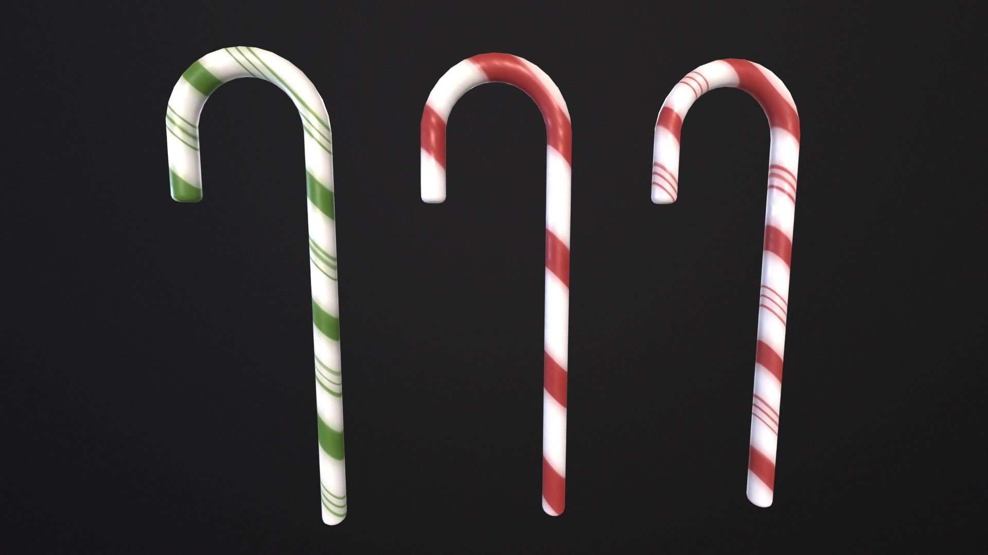 Christmas Candy Cane Low-poly 3D model_2