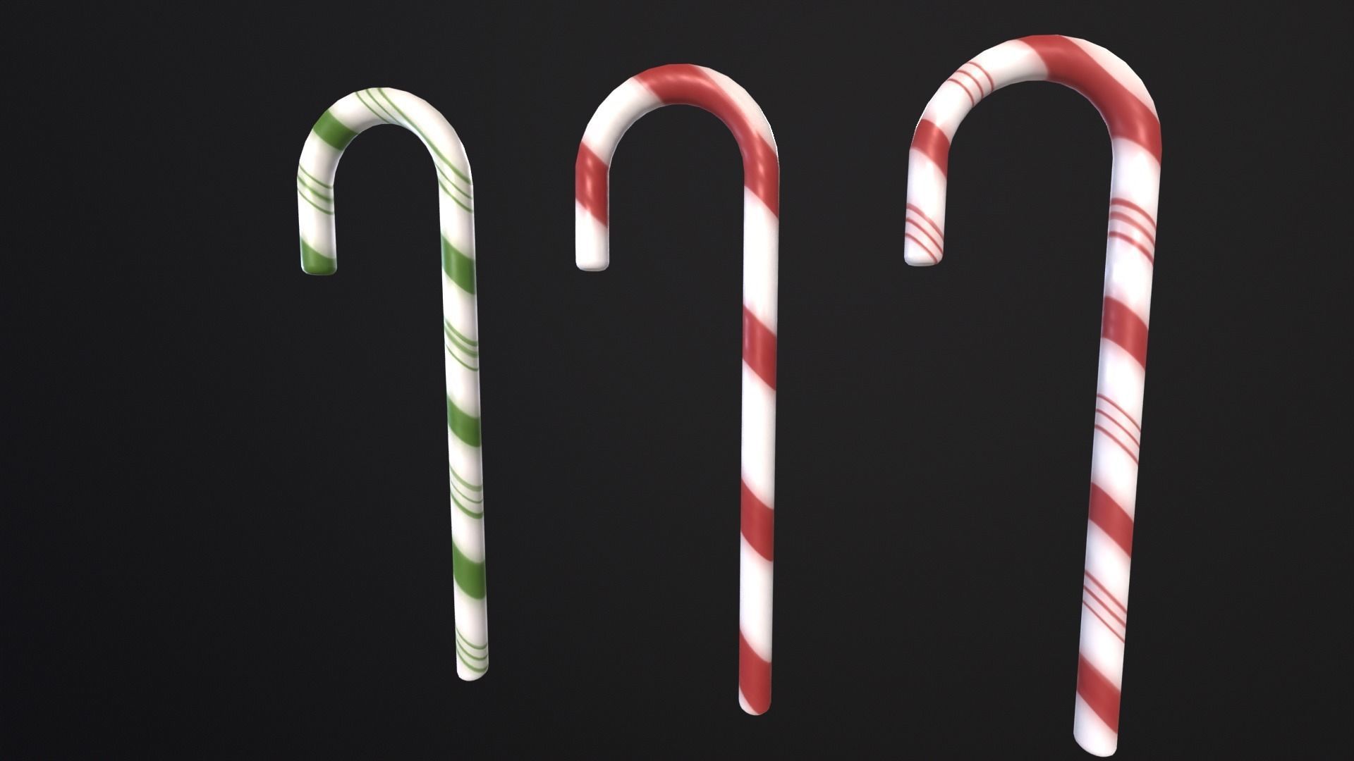 Christmas Candy Cane Low-poly 3D model_4