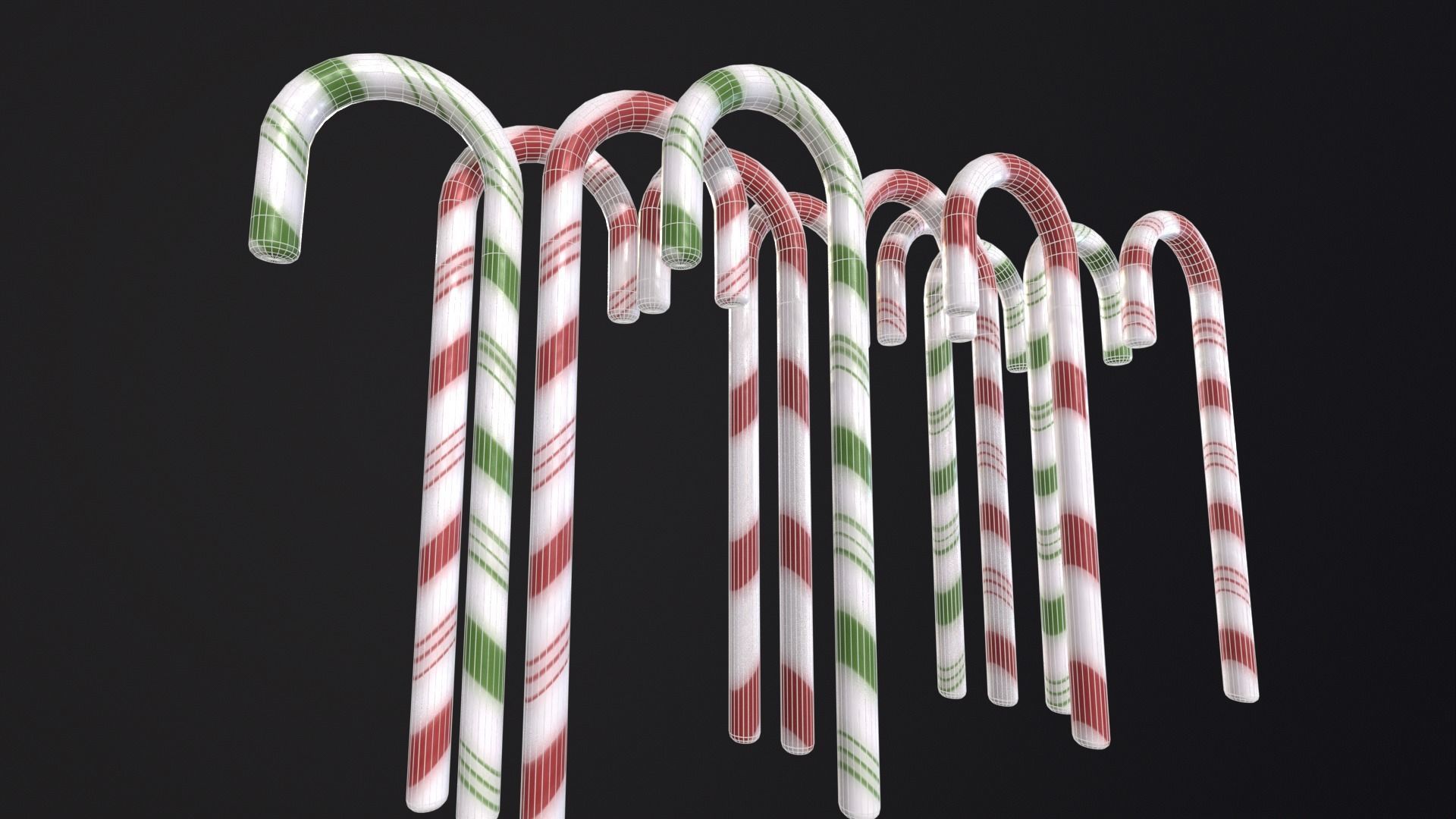 Christmas Candy Cane Low-poly 3D model_17