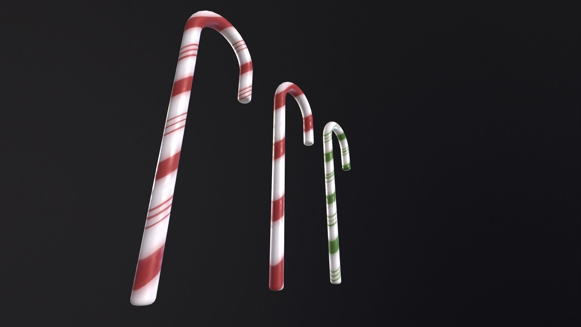 Christmas Candy Cane Low-poly 3D model_10