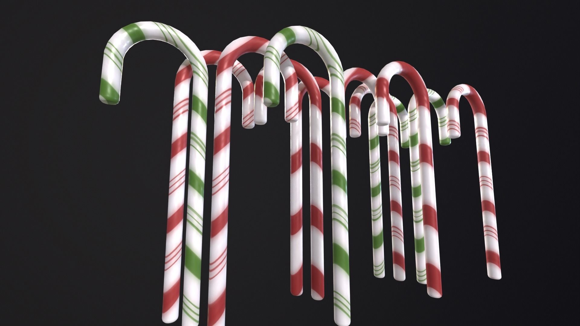 Christmas Candy Cane Low-poly 3D model_16