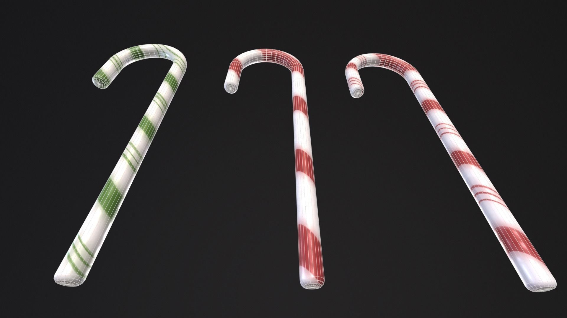 Christmas Candy Cane Low-poly 3D model_7