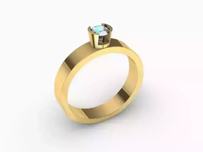 ladies diamond ring band solitaire US size 7 3D print model