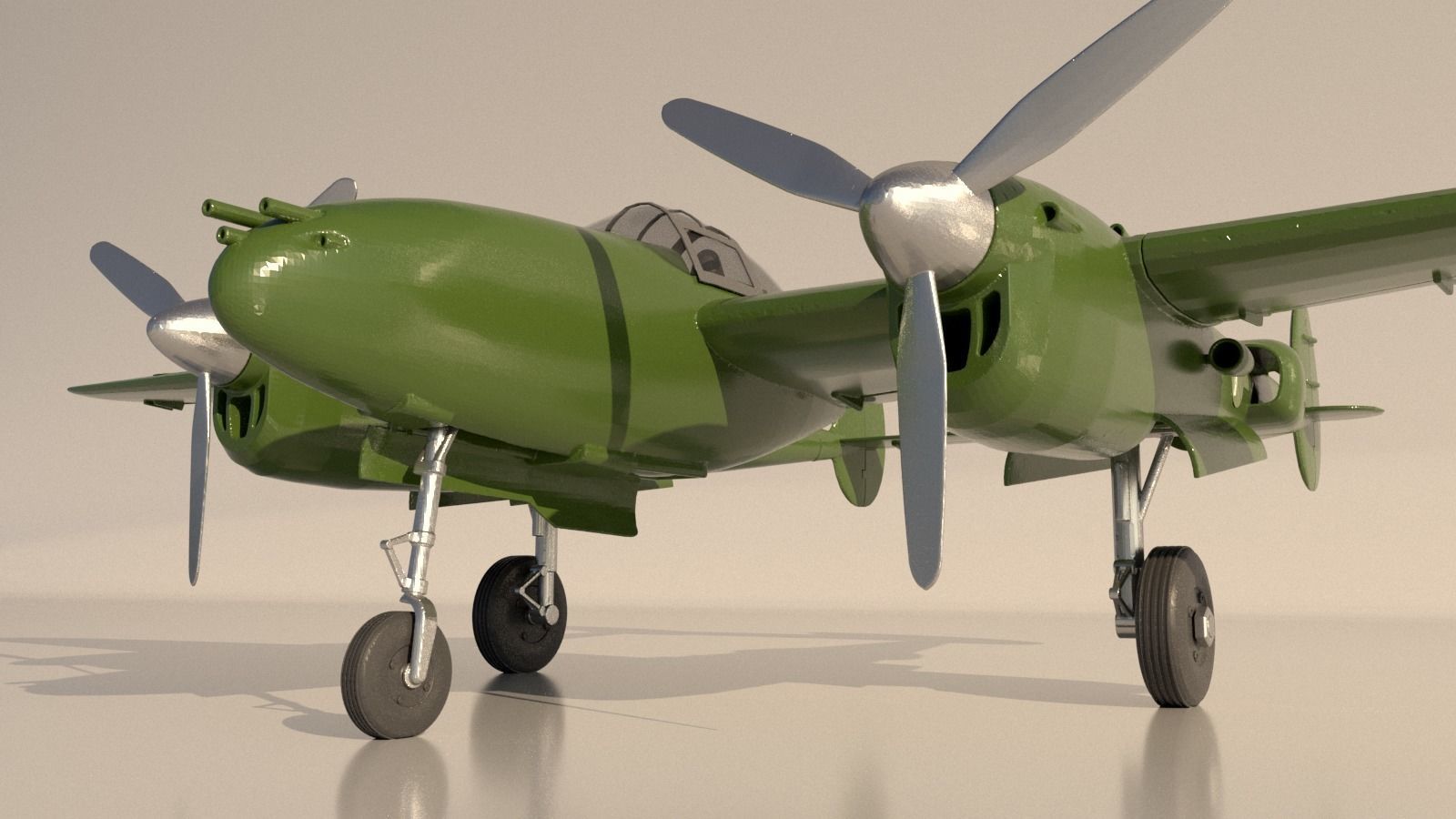 Airplane P38J for 3Dprint 3D print model_2
