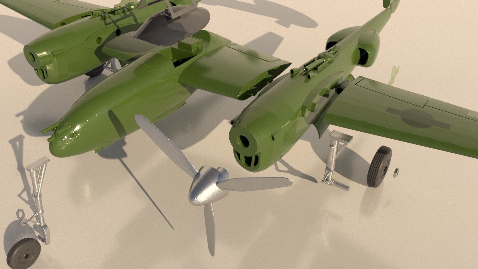 Airplane P38J for 3Dprint 3D print model_6