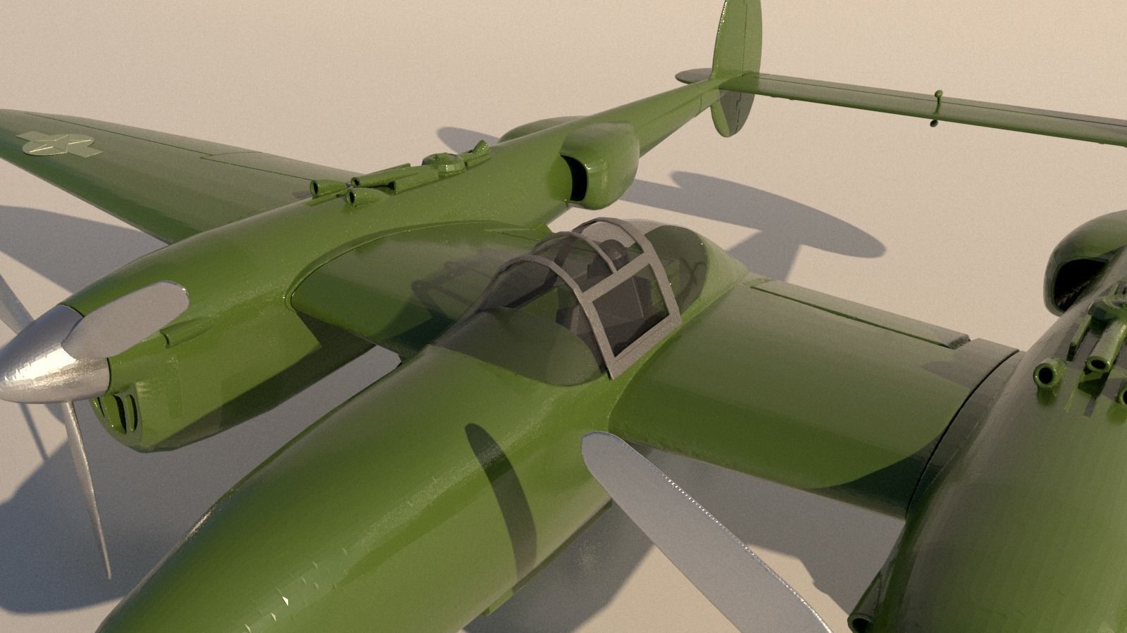 Airplane P38J for 3Dprint 3D print model_3