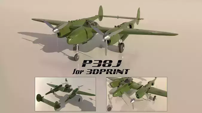 Airplane P38J for 3Dprint 3D print model