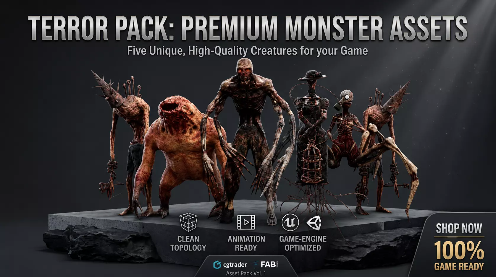 Terror Monsters Assets Pack Low-poly 3D model