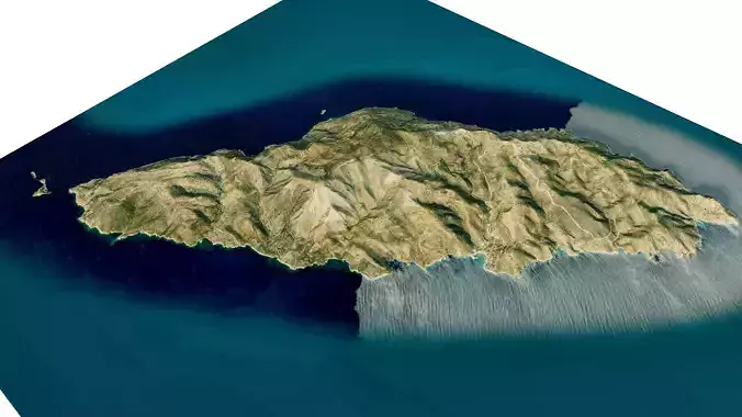 Sikinos Island 3d model terrain Low-poly 3D model