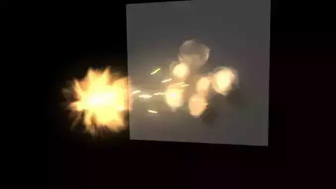 Maya VFX Machine Gun Rig with Muzzle Flash and Impact Blast 3D model