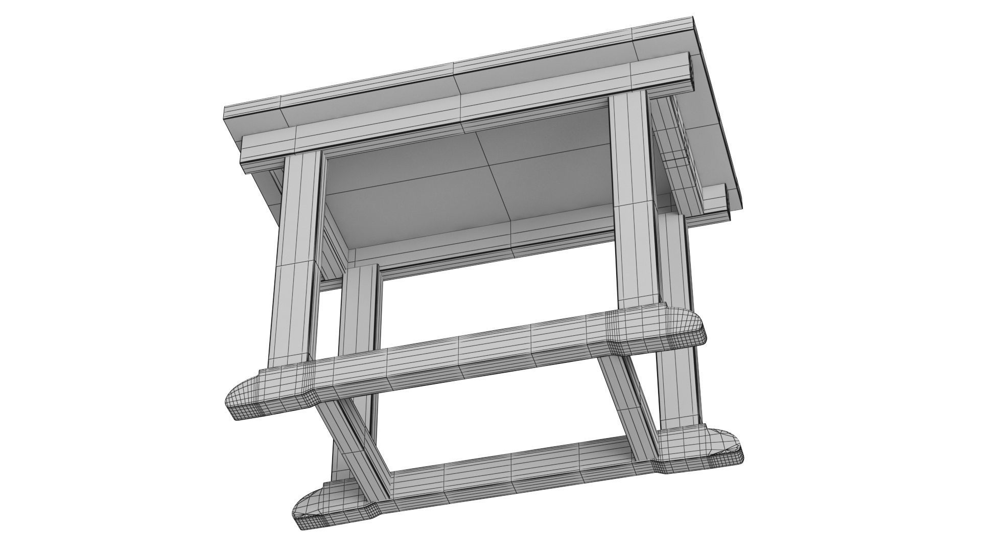 Zinc Top Console Table 3D model_7