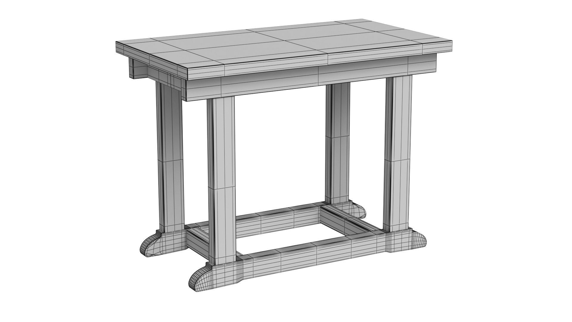 Zinc Top Console Table 3D model_5