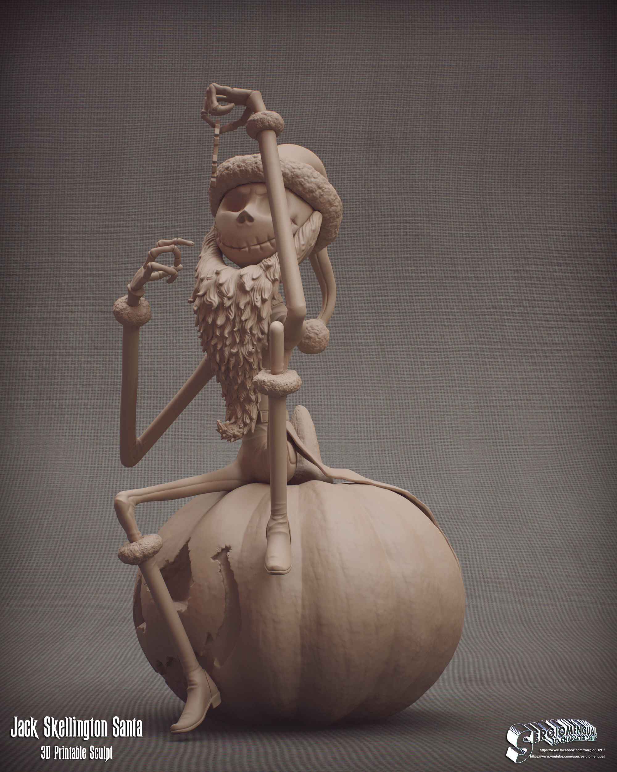 Haunted Mansion Jack Skellington Santa 3D Printable Sculpt 3D print model_11