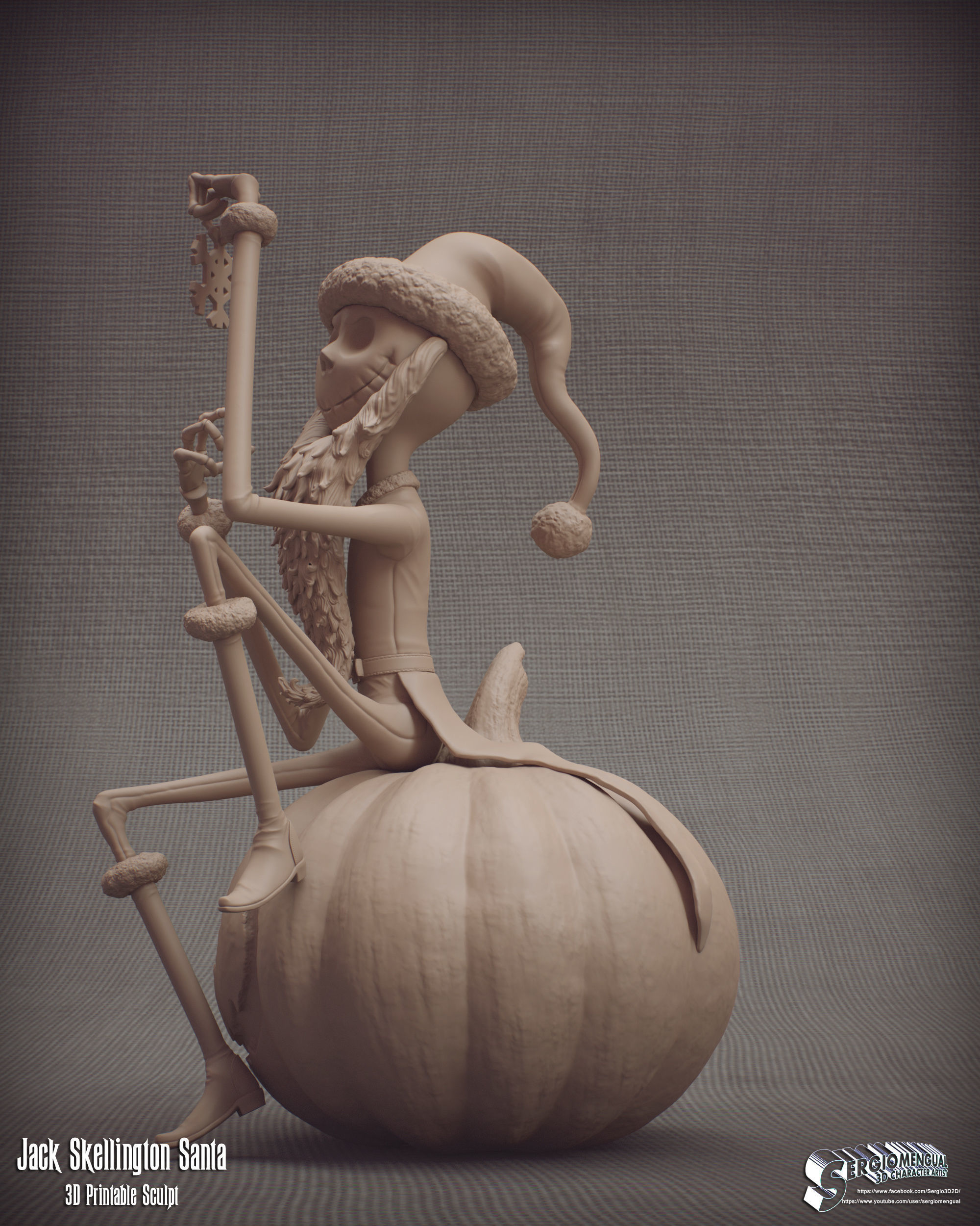 Haunted Mansion Jack Skellington Santa 3D Printable Sculpt 3D print model_10