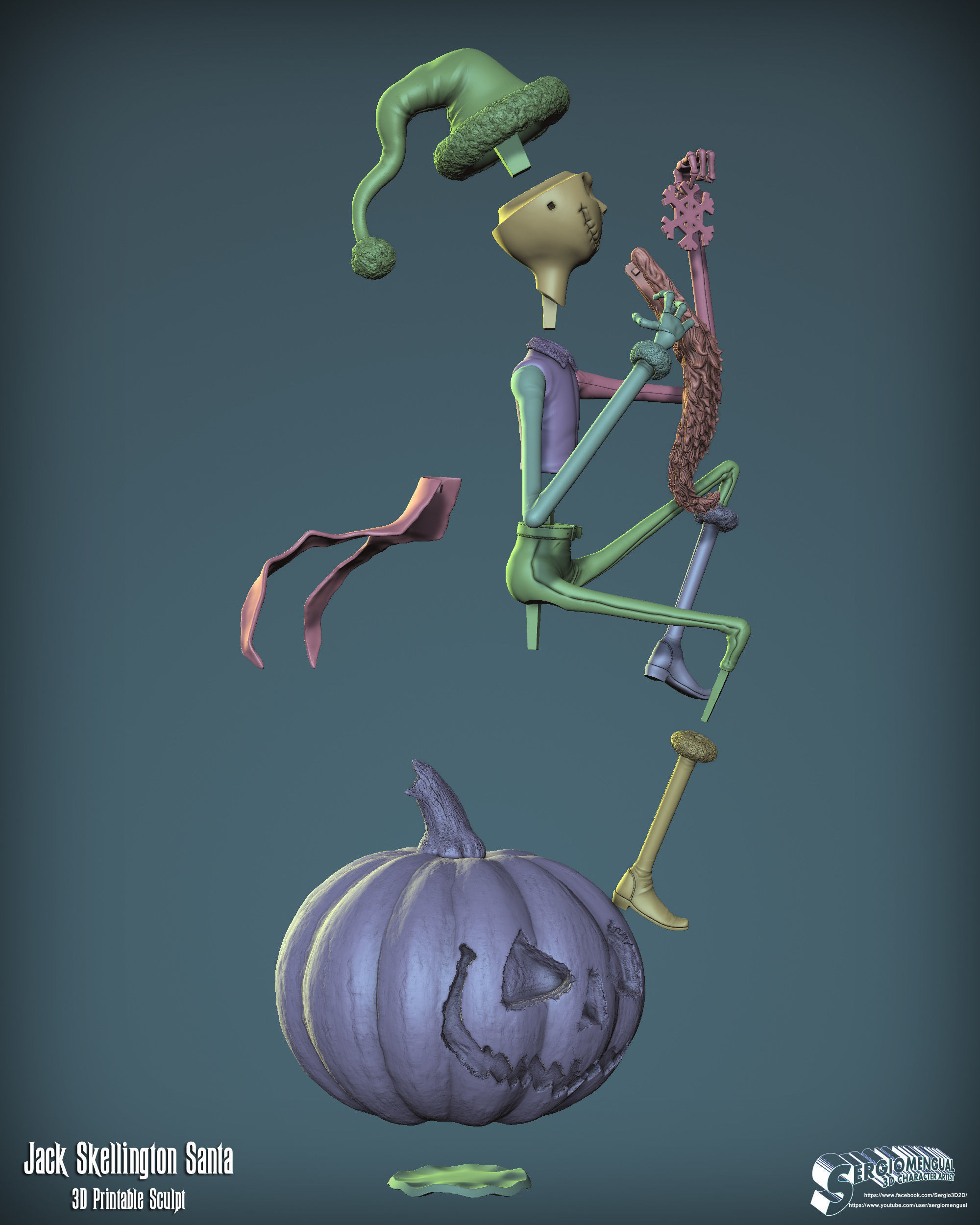 Haunted Mansion Jack Skellington Santa 3D Printable Sculpt 3D print model_8