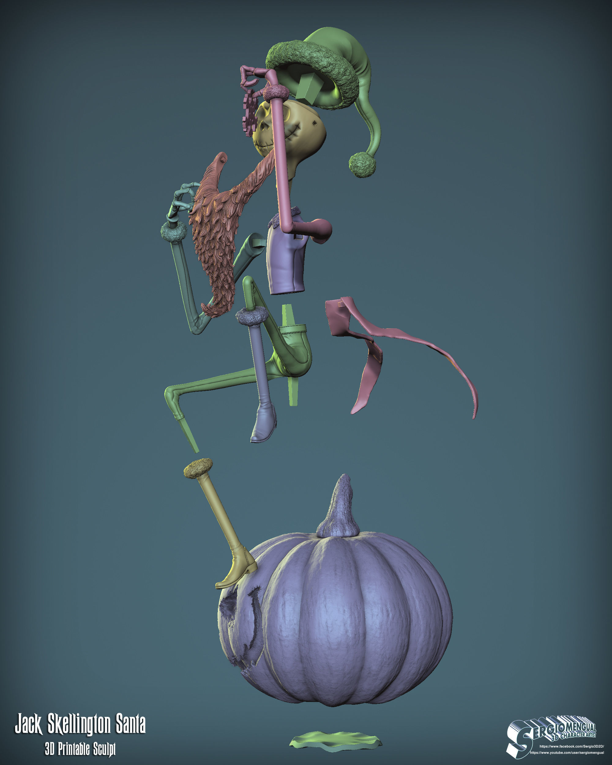 Haunted Mansion Jack Skellington Santa 3D Printable Sculpt 3D print model_16