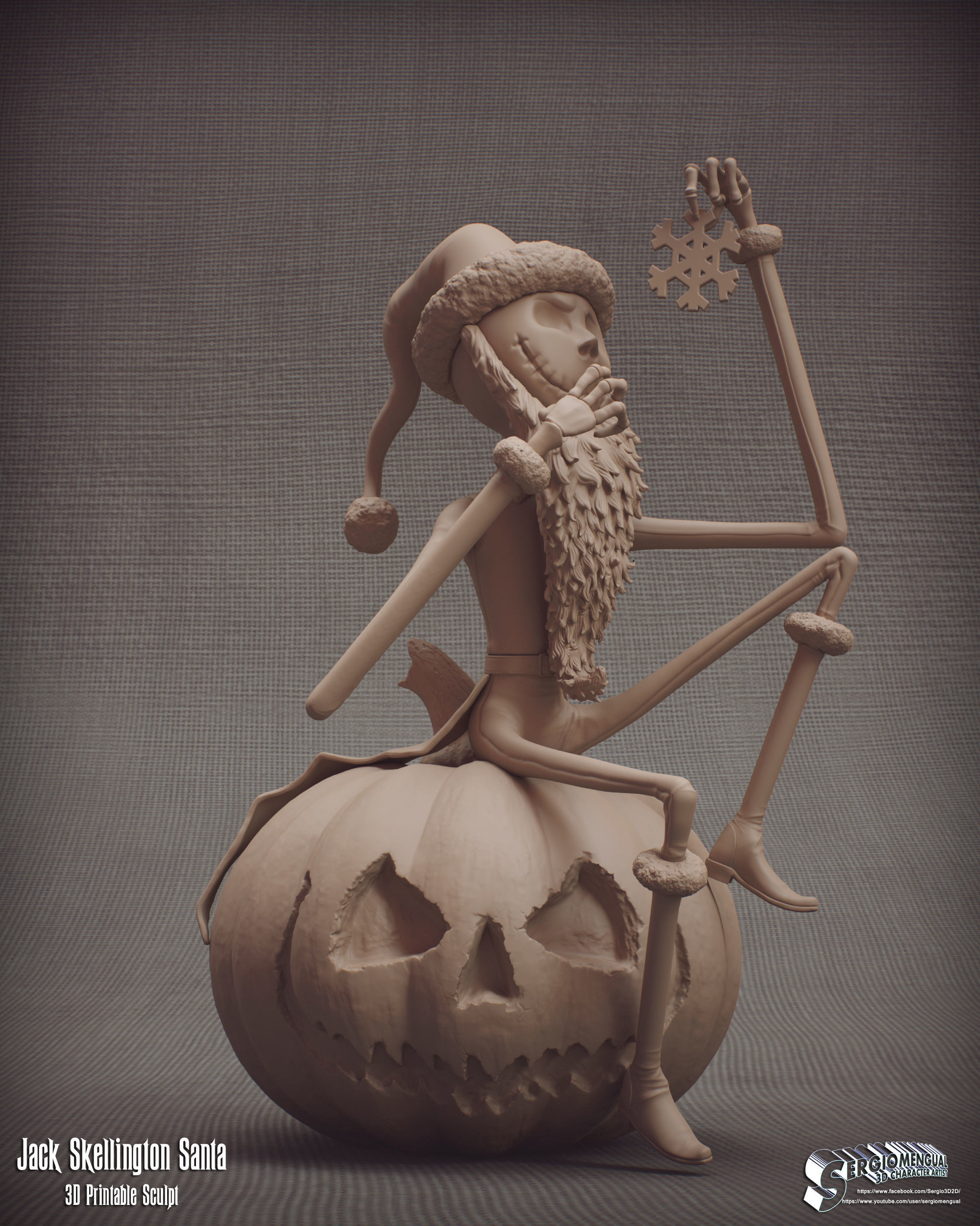 Haunted Mansion Jack Skellington Santa 3D Printable Sculpt 3D print model_1