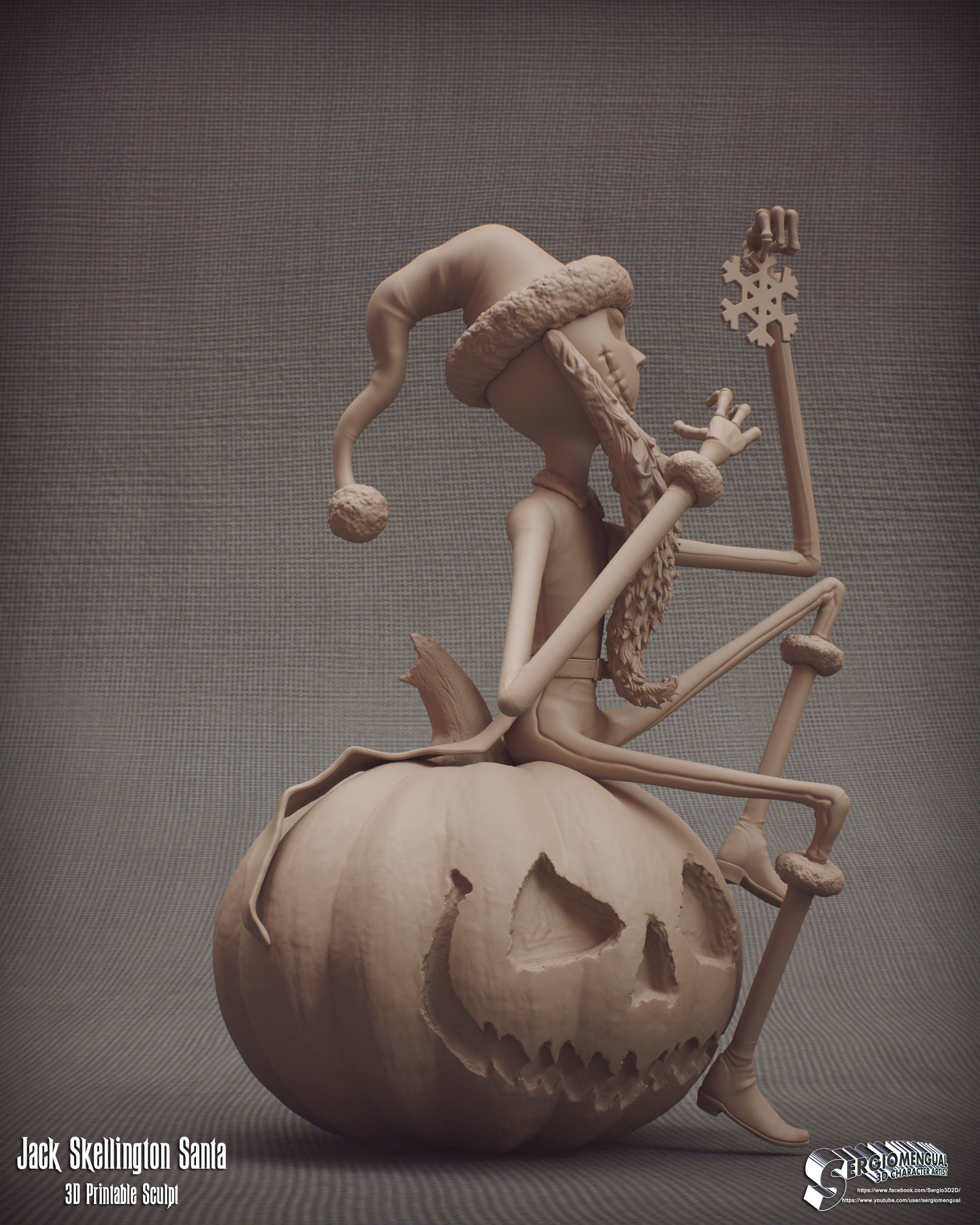 Haunted Mansion Jack Skellington Santa 3D Printable Sculpt 3D print model_2