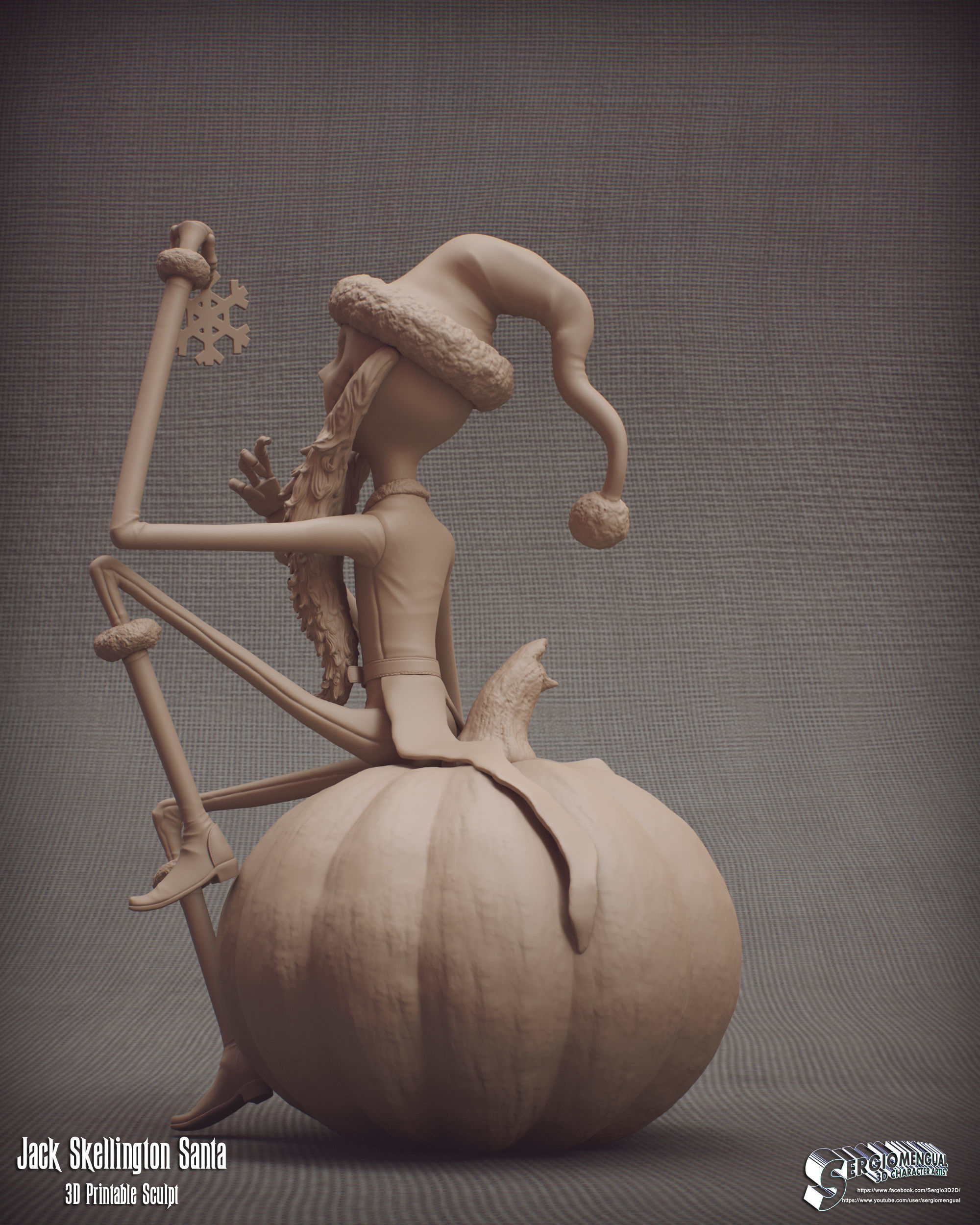 Haunted Mansion Jack Skellington Santa 3D Printable Sculpt 3D print model_9