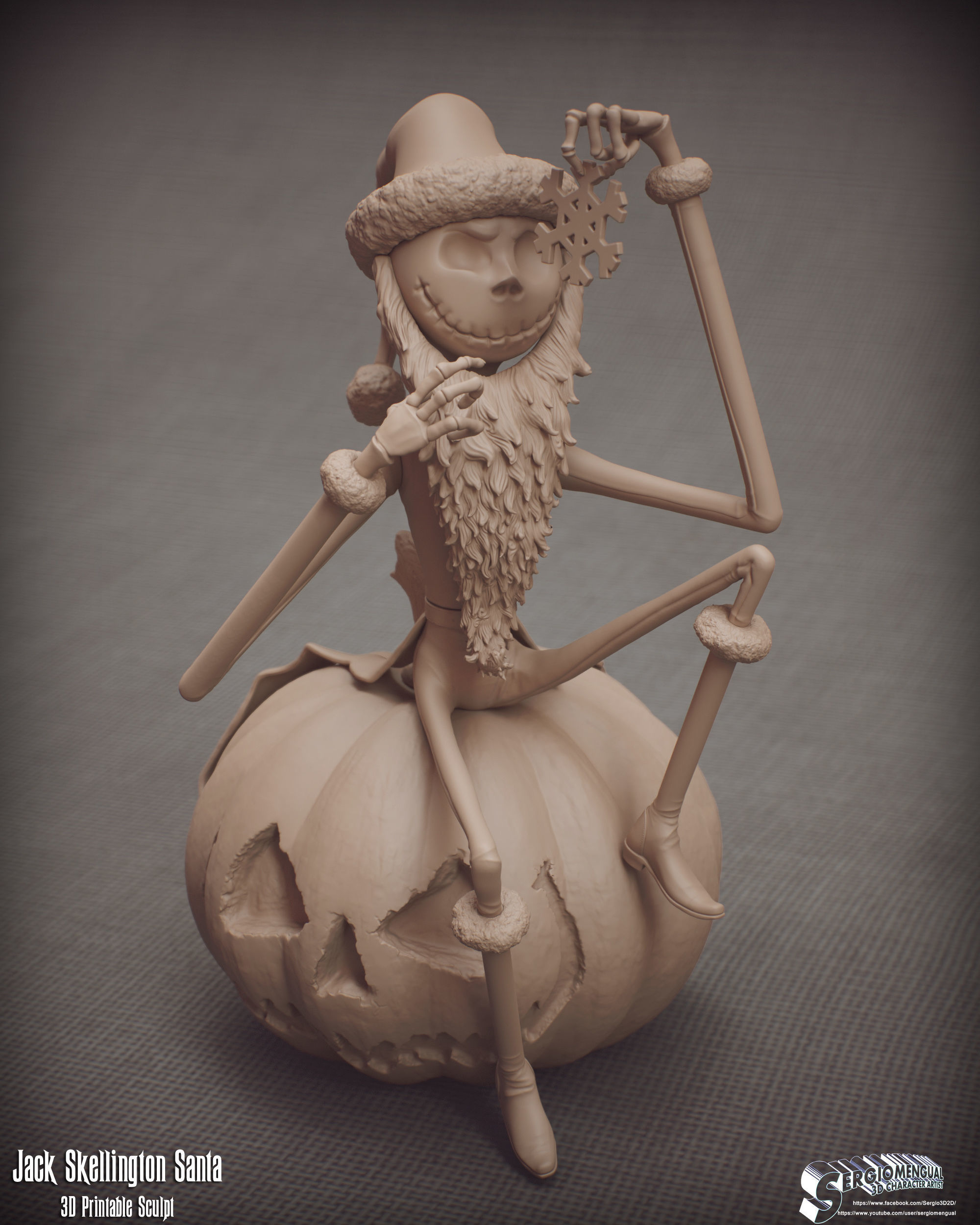Haunted Mansion Jack Skellington Santa 3D Printable Sculpt 3D print model_14