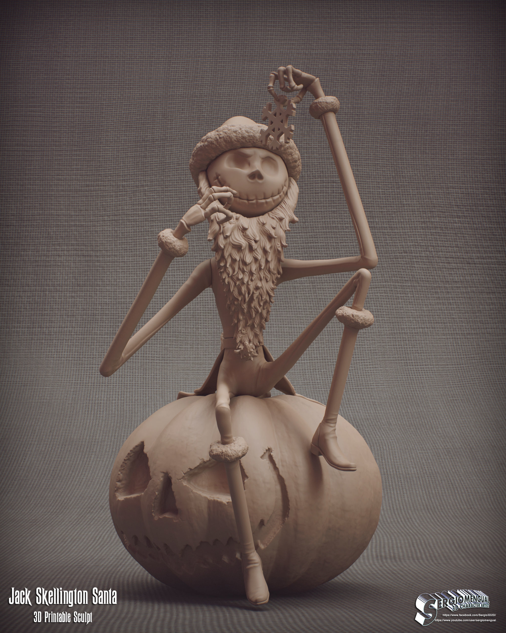 Haunted Mansion Jack Skellington Santa 3D Printable Sculpt 3D print model_13