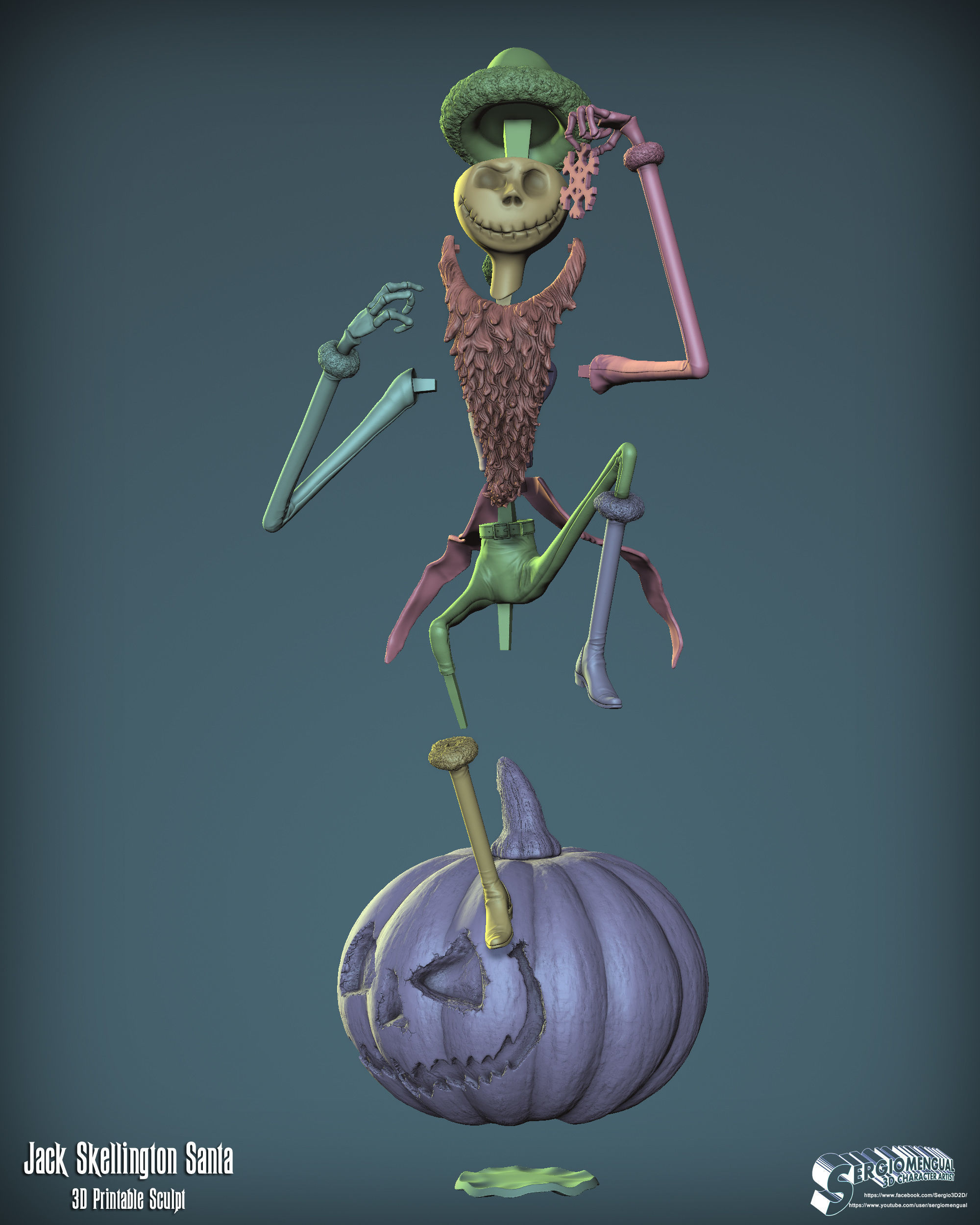 Haunted Mansion Jack Skellington Santa 3D Printable Sculpt 3D print model_12