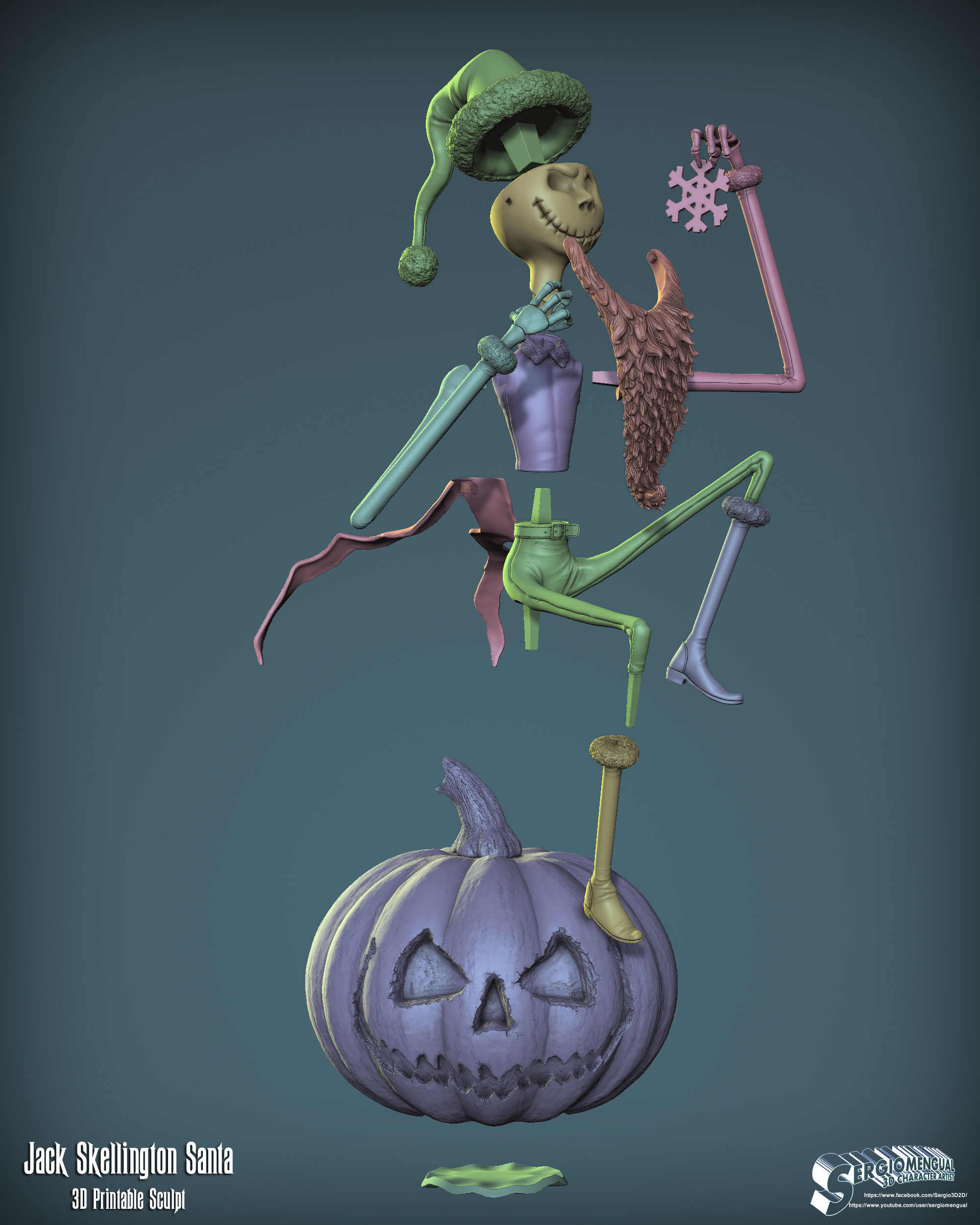 Haunted Mansion Jack Skellington Santa 3D Printable Sculpt 3D print model_4