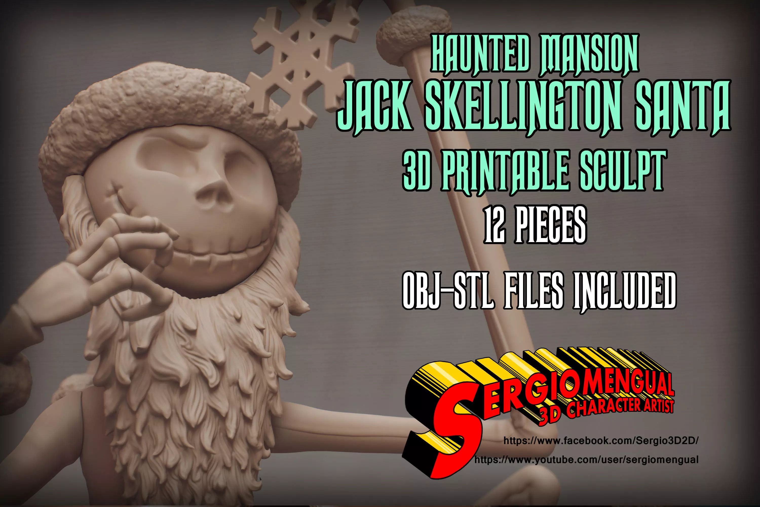 Haunted Mansion Jack Skellington Santa 3D Printable Sculpt 3D print model_0