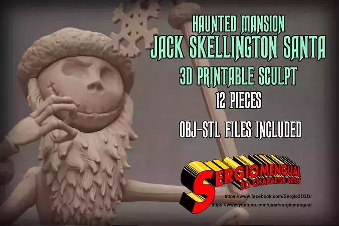Haunted Mansion Jack Skellington Santa 3D Printable Sculpt 3D print model