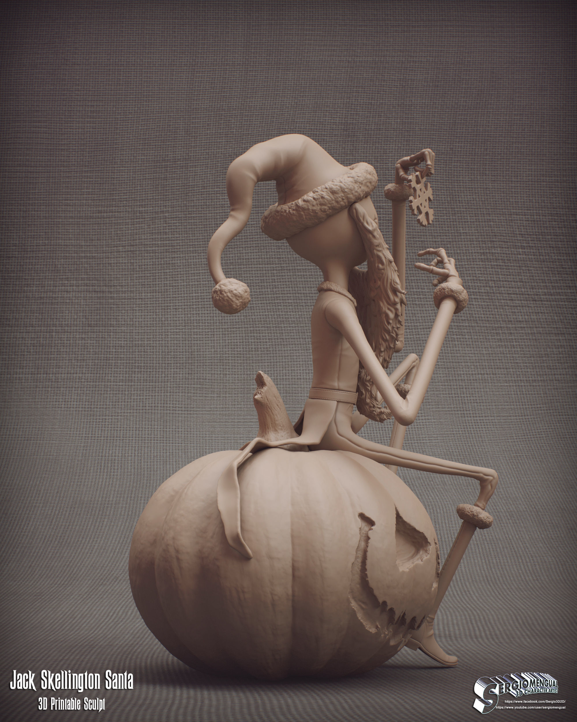 Haunted Mansion Jack Skellington Santa 3D Printable Sculpt 3D print model_3
